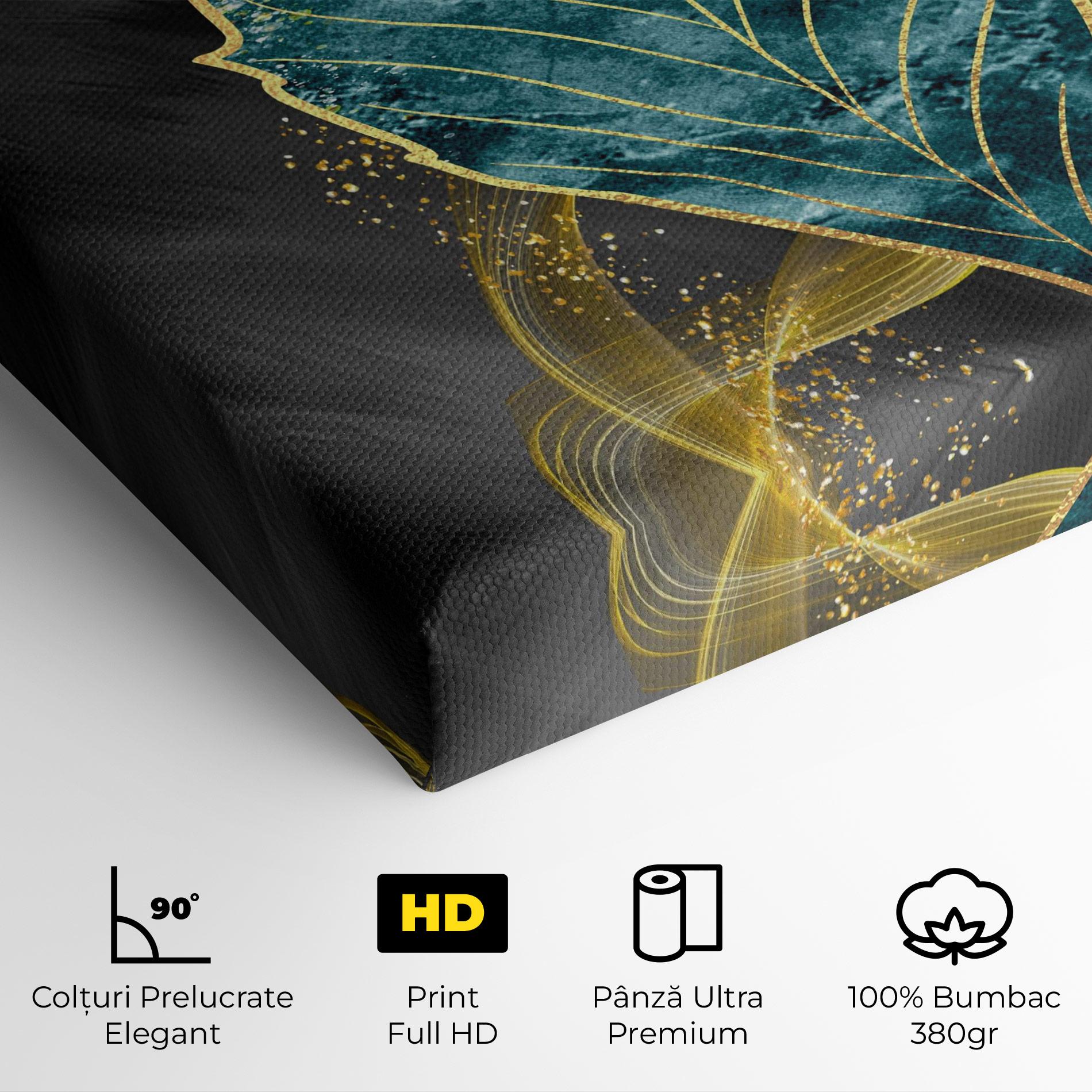 Tablou Canvas Golden Leaves Blue mockup 4