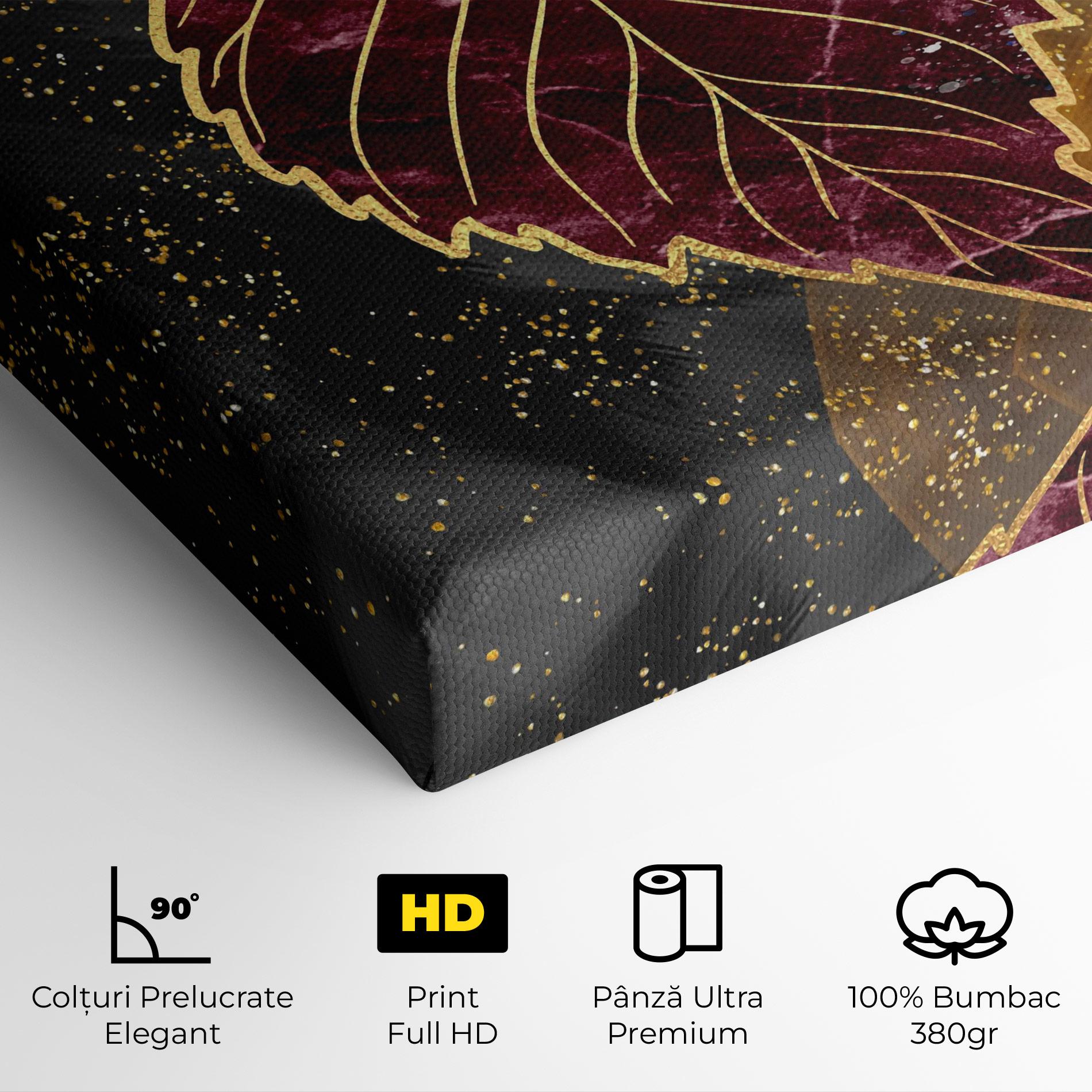Tablou Canvas Golden Leaves Red mockup 4