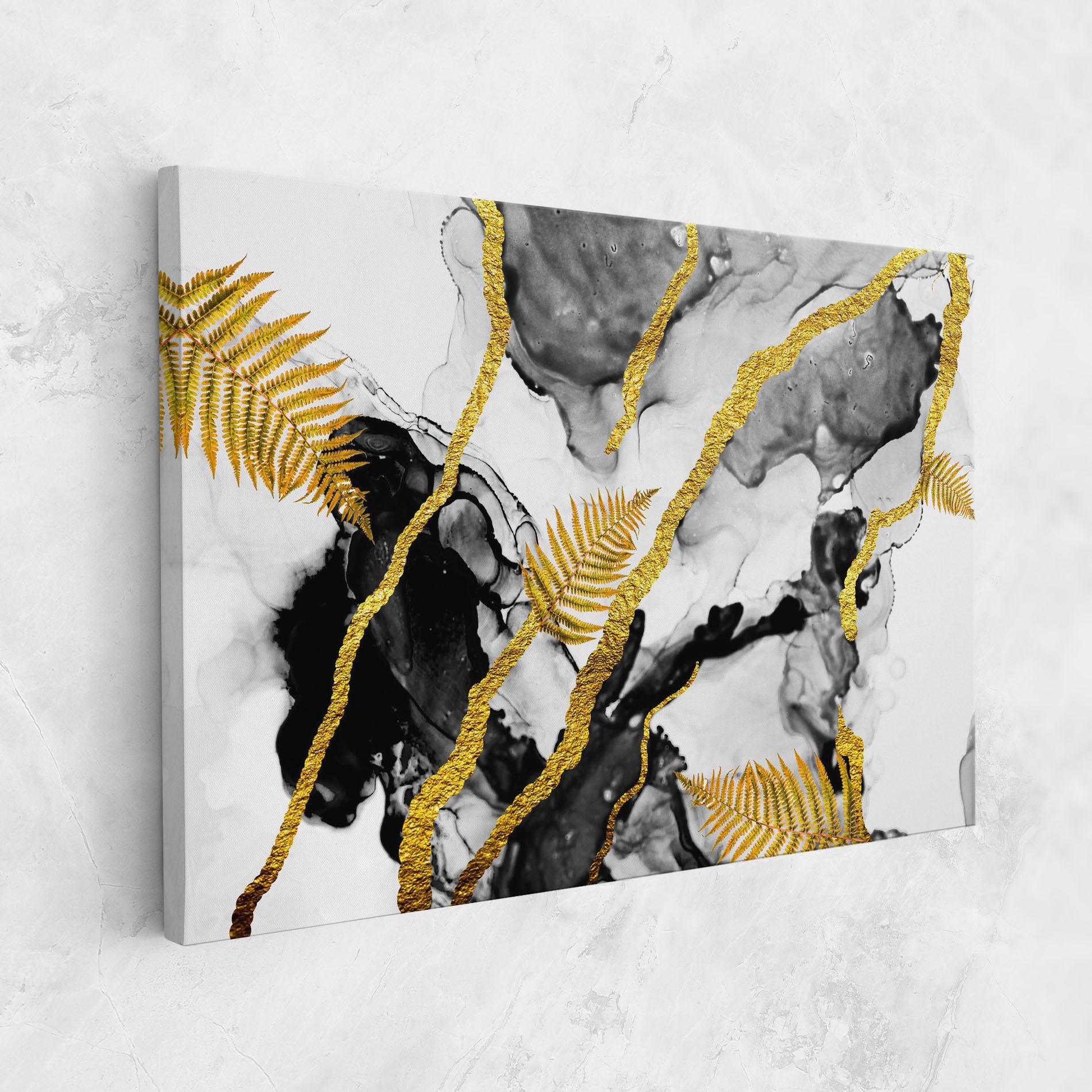Tablou Canvas Abstract Golden Leaves mockup 1