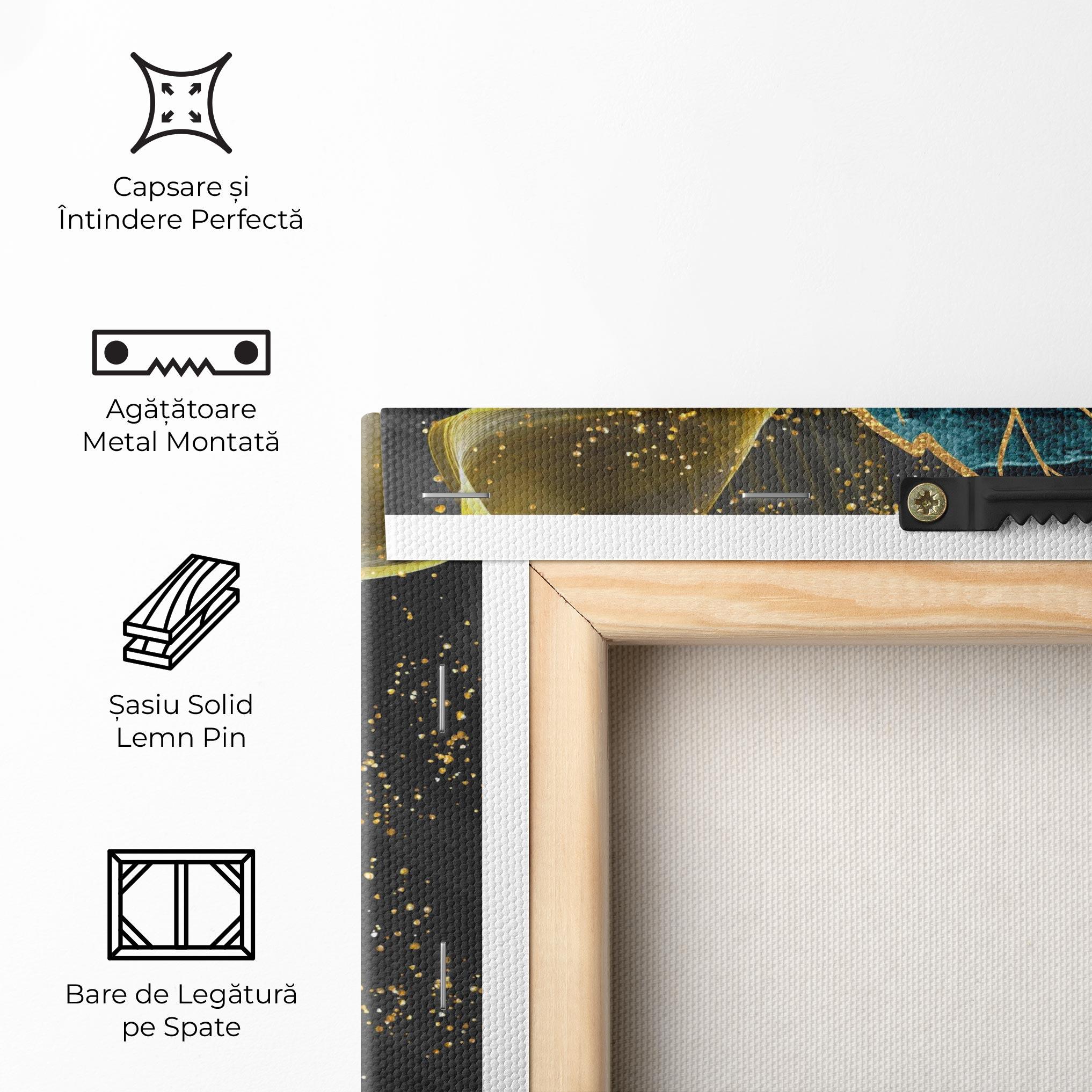 Tablou Canvas Golden Leaves Blue mockup 5