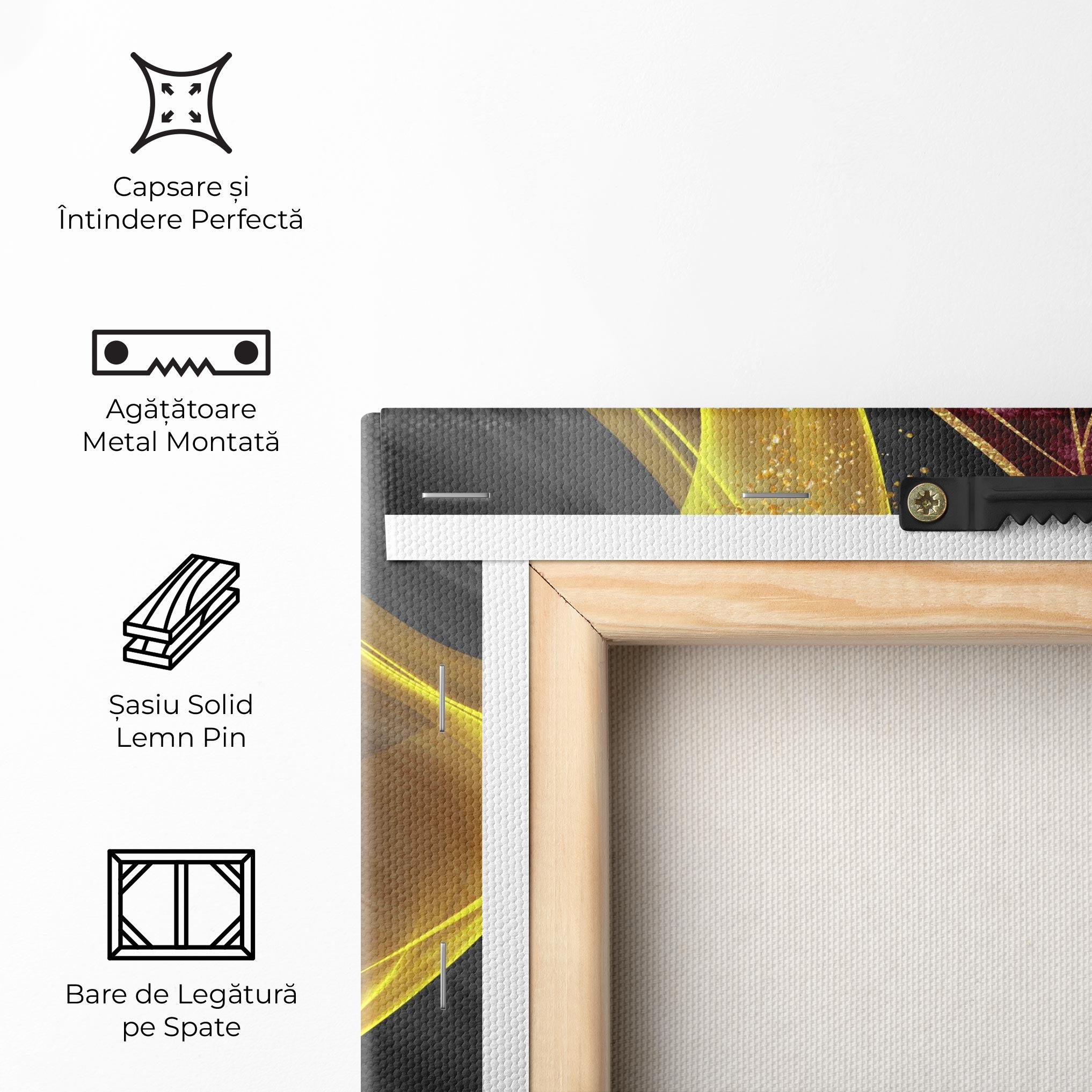 Tablou Canvas Golden Leaves Red mockup 5