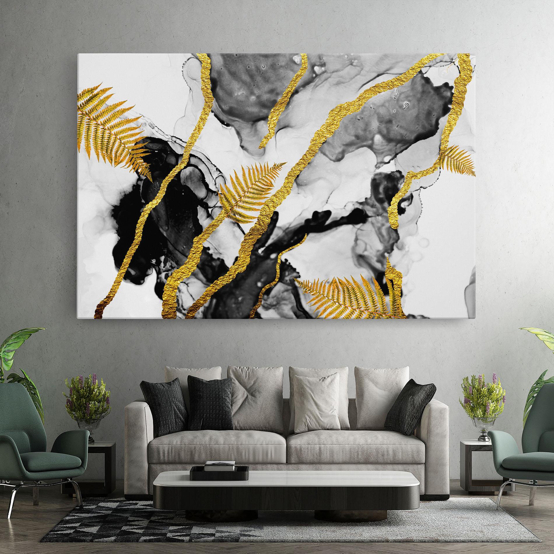 Tablou Canvas Abstract Golden Leaves mockup 7