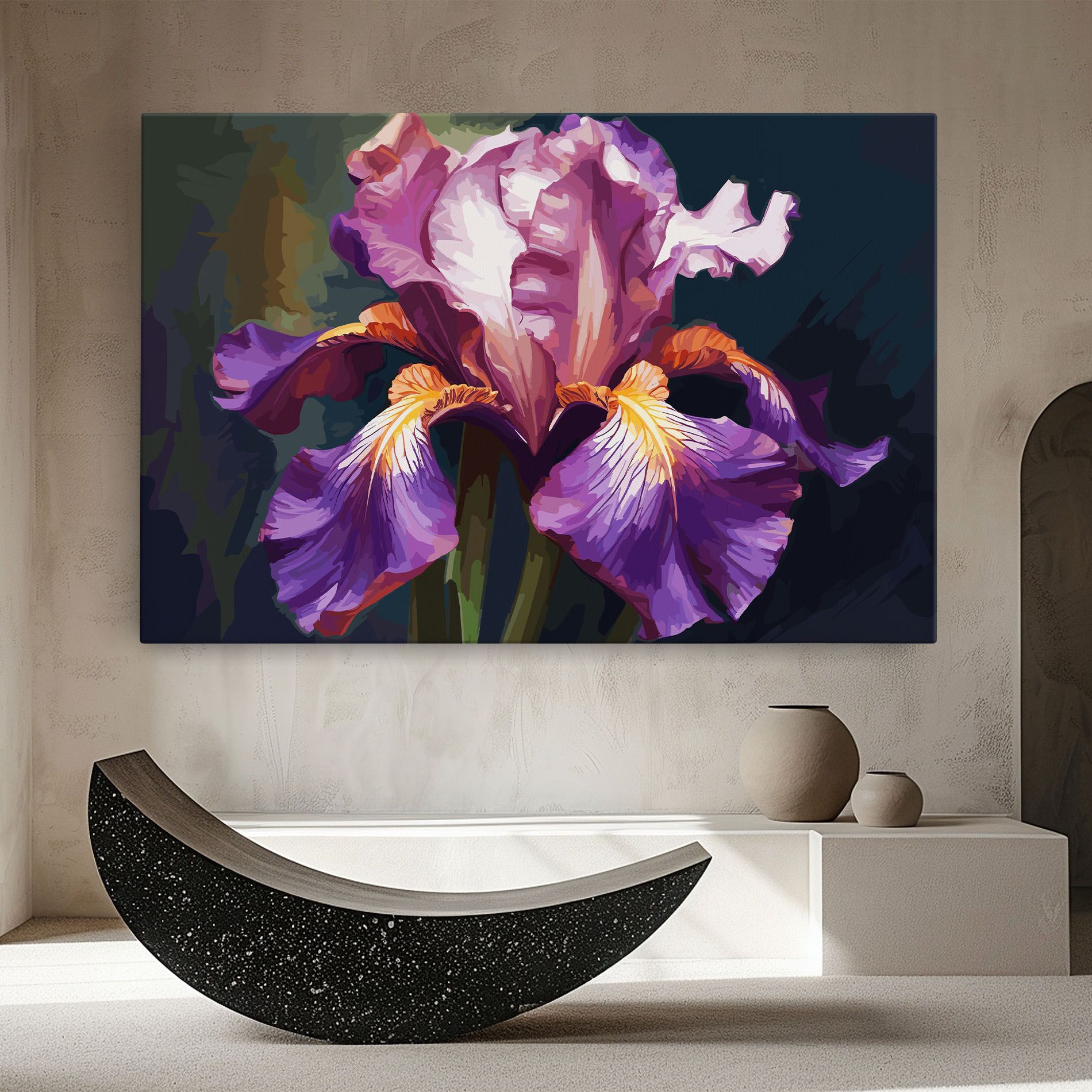 Purple Orange Iris Art mockup 8