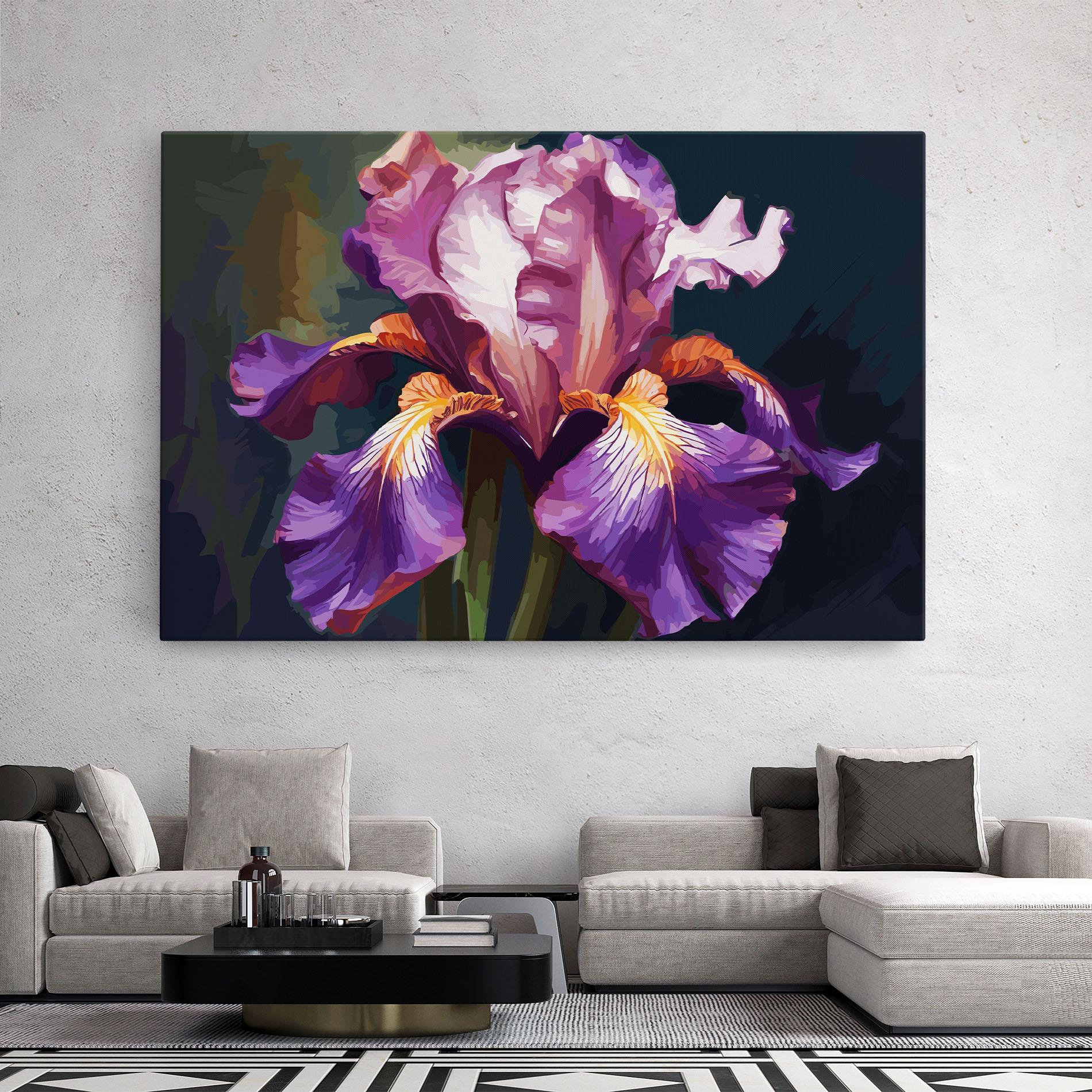 Tablou Canvas Purple Orange Iris Art mockup 2