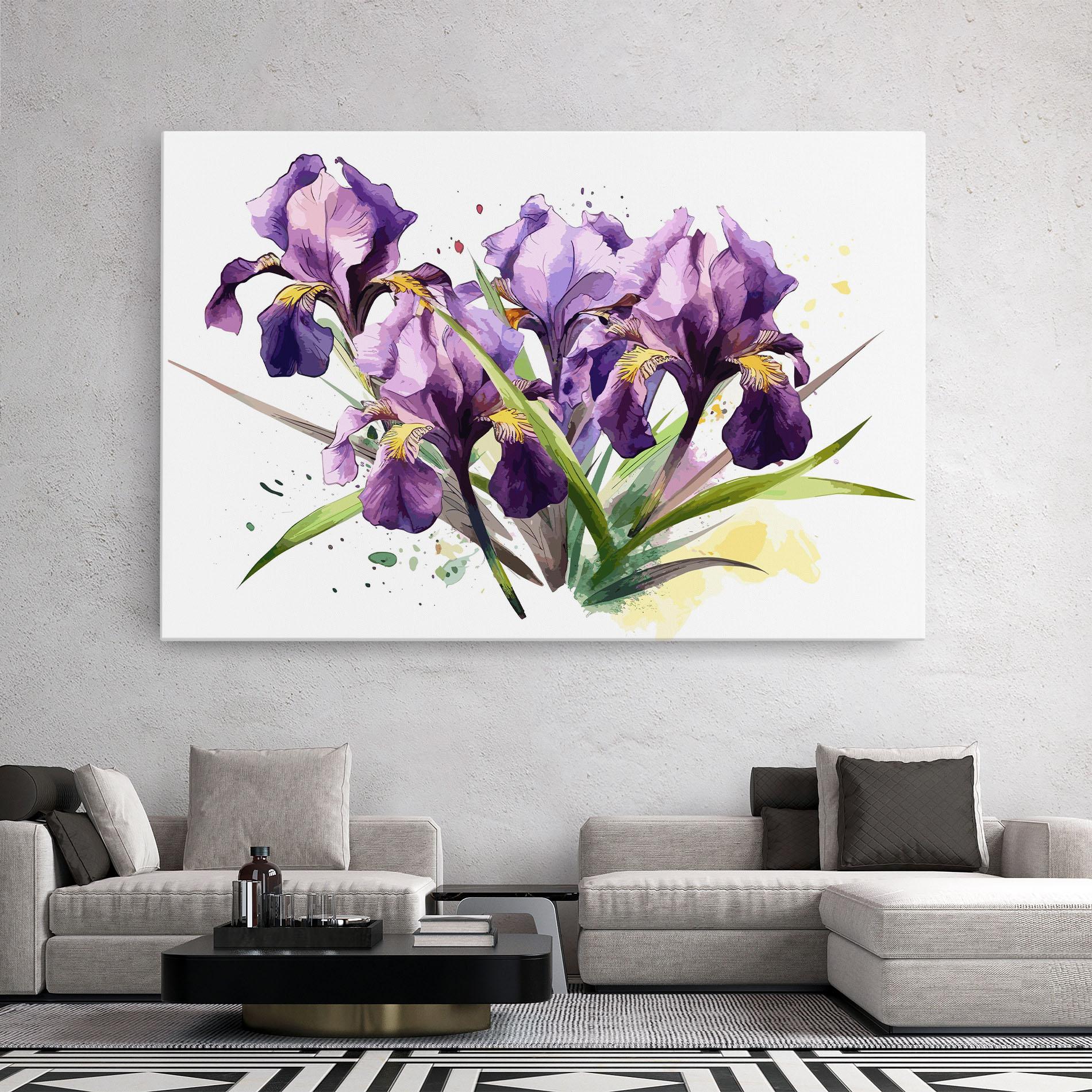 Tablou Canvas Watercolor Purple Iris mockup 2