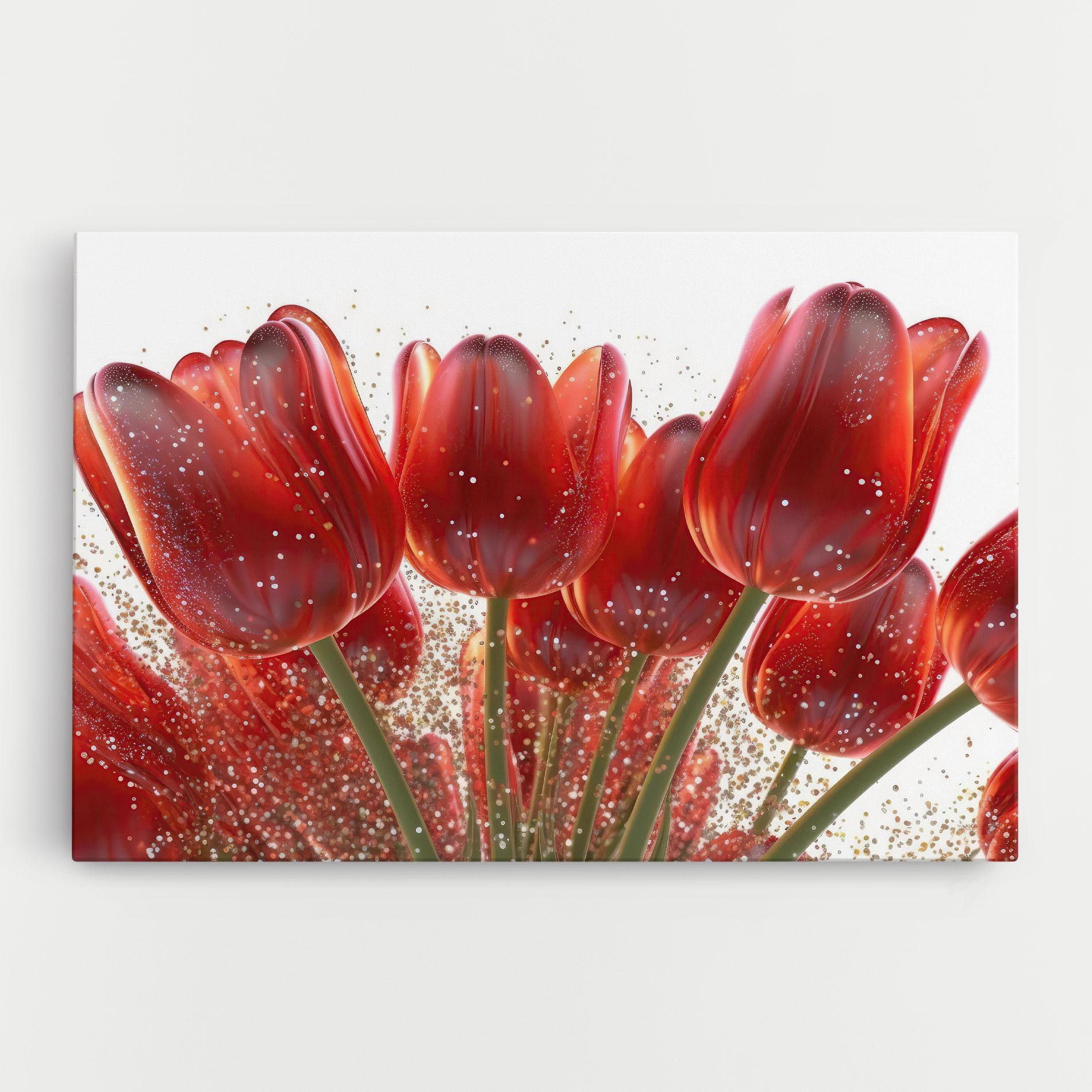 Tablou Canvas Glitter Red Tulips mockup 0