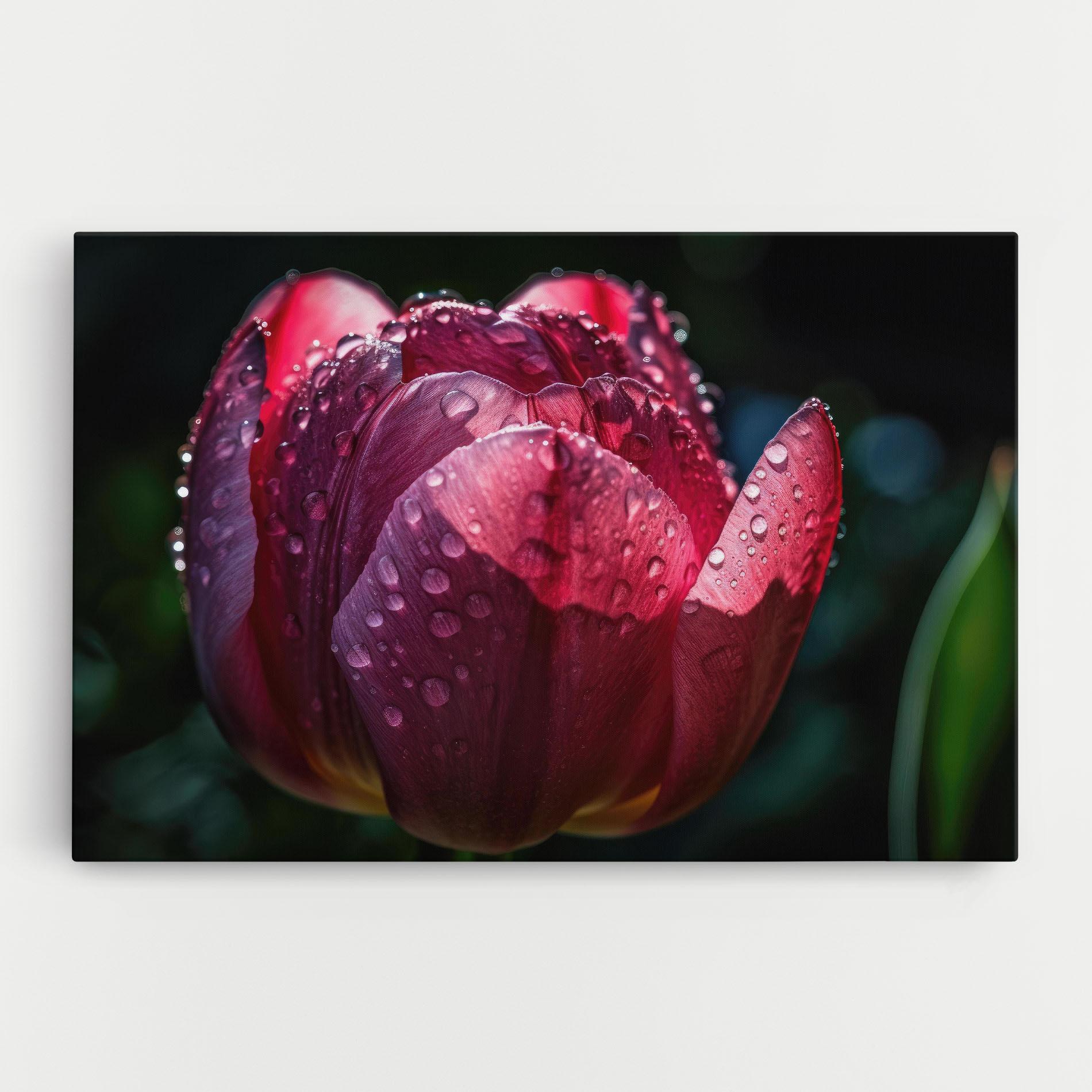 Tablou Canvas Pink Tulip After Rain mockup 0