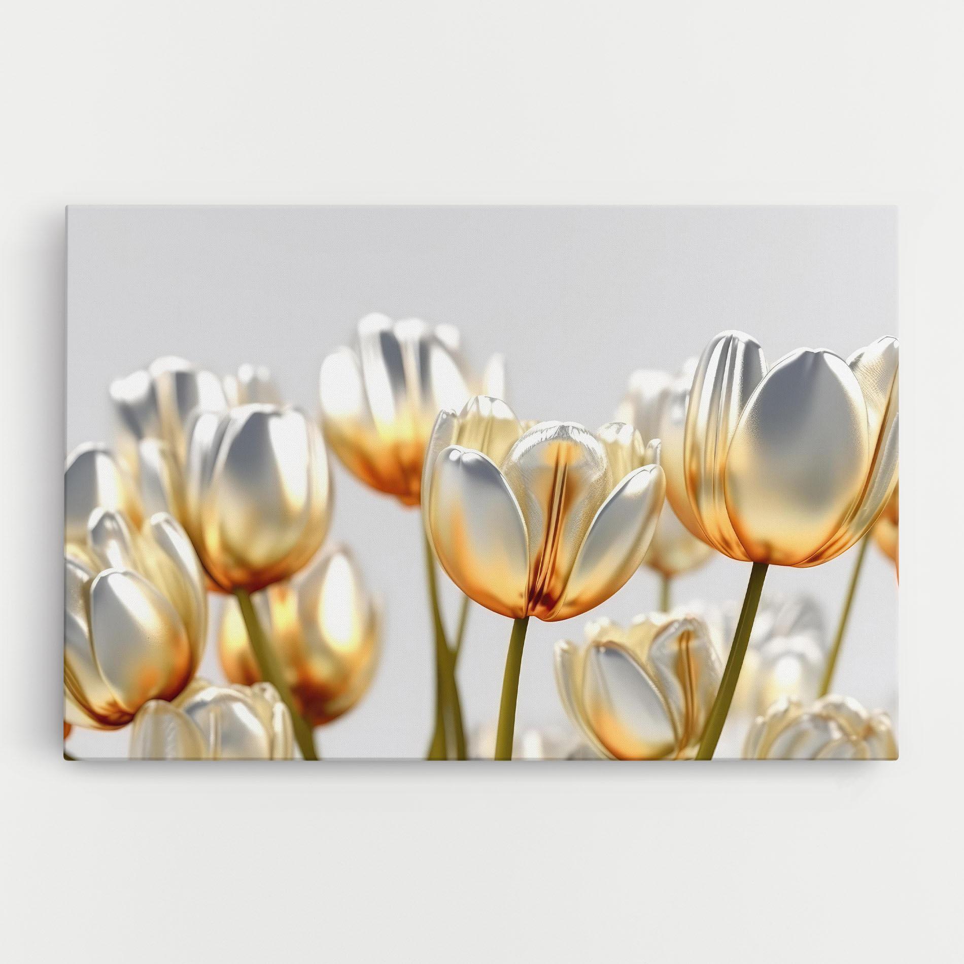 Tablou Canvas White Golden Tulips mockup 0