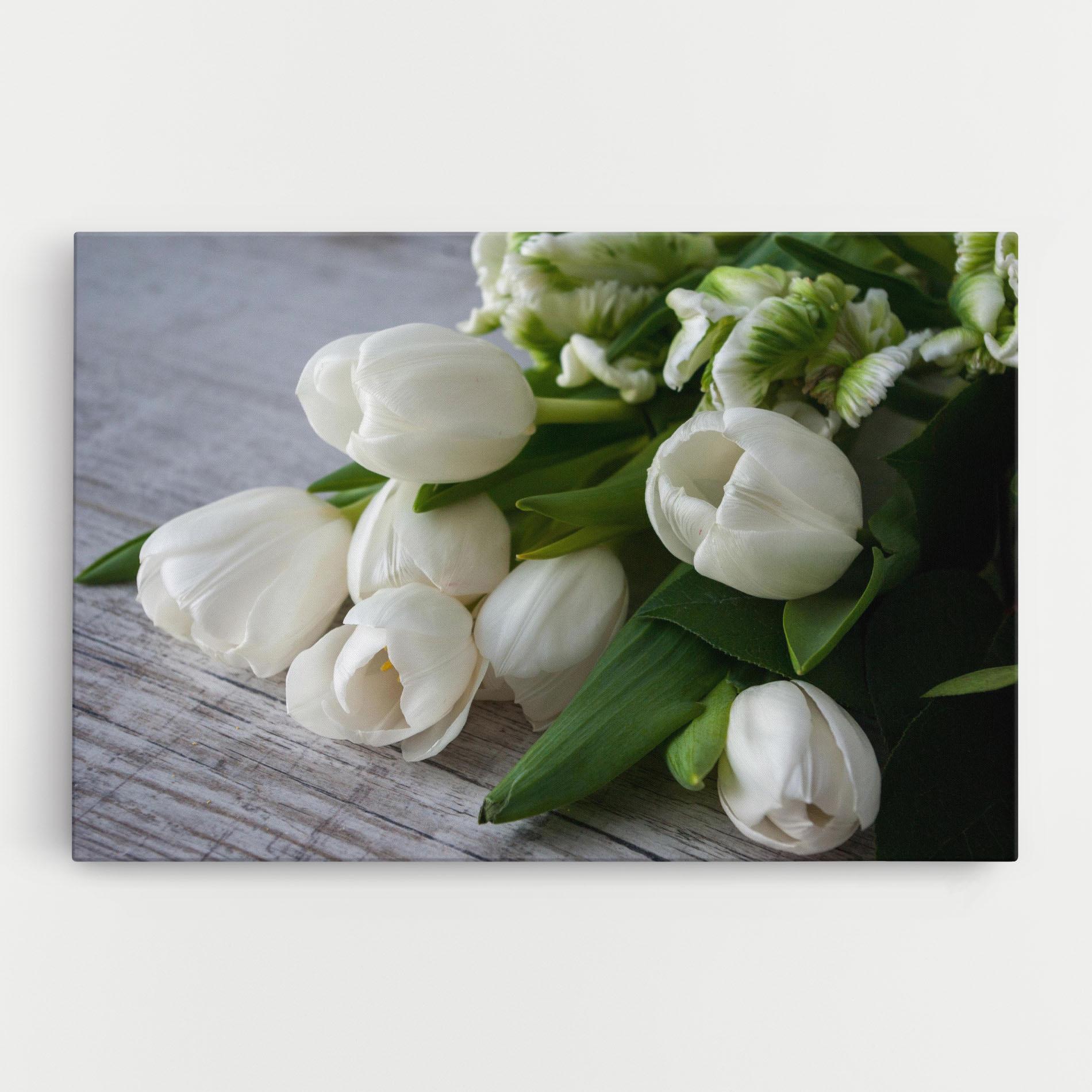 Tablou Canvas White Tulips Bouquet mockup 0