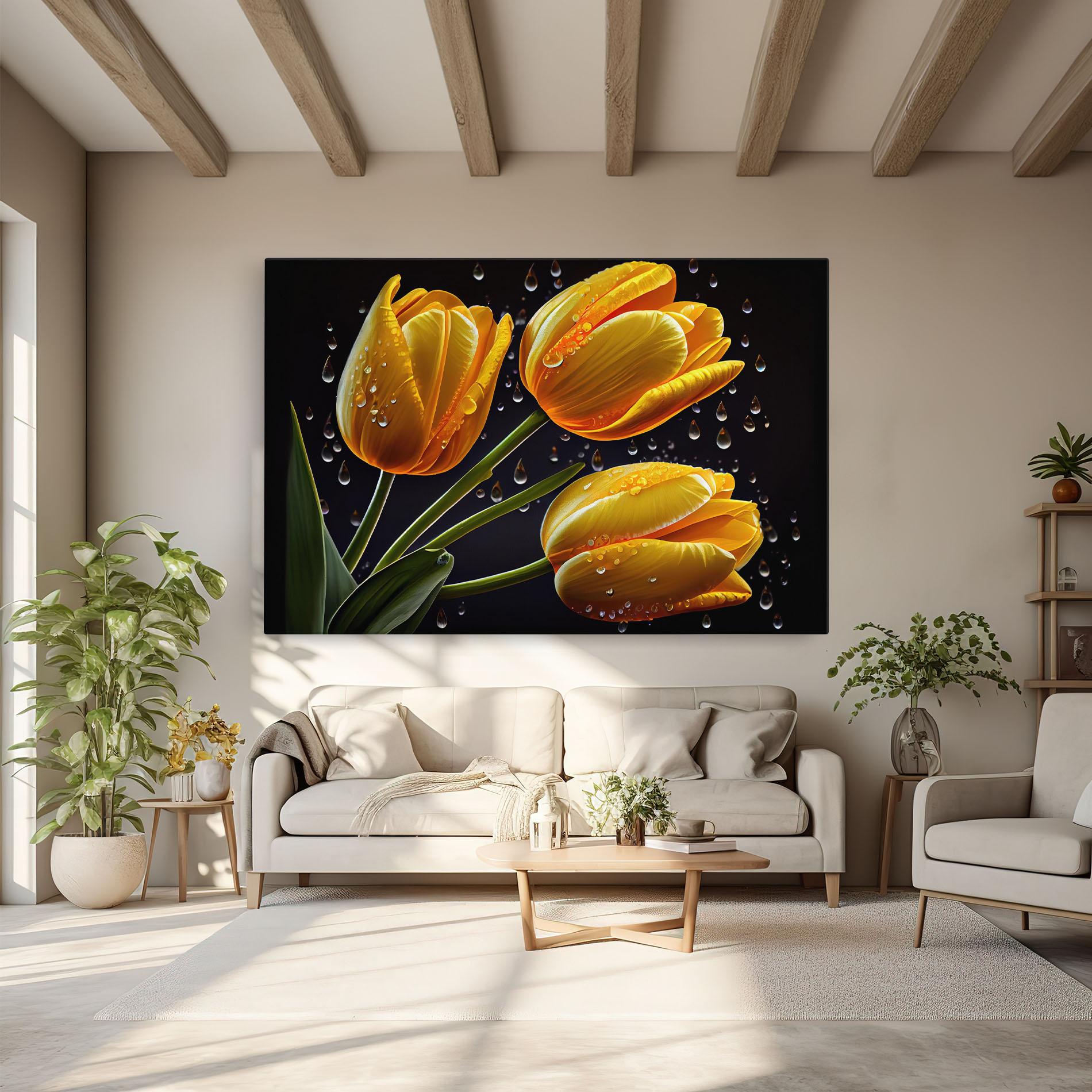 Tablou Canvas 3 Yellow Tulips mockup 6