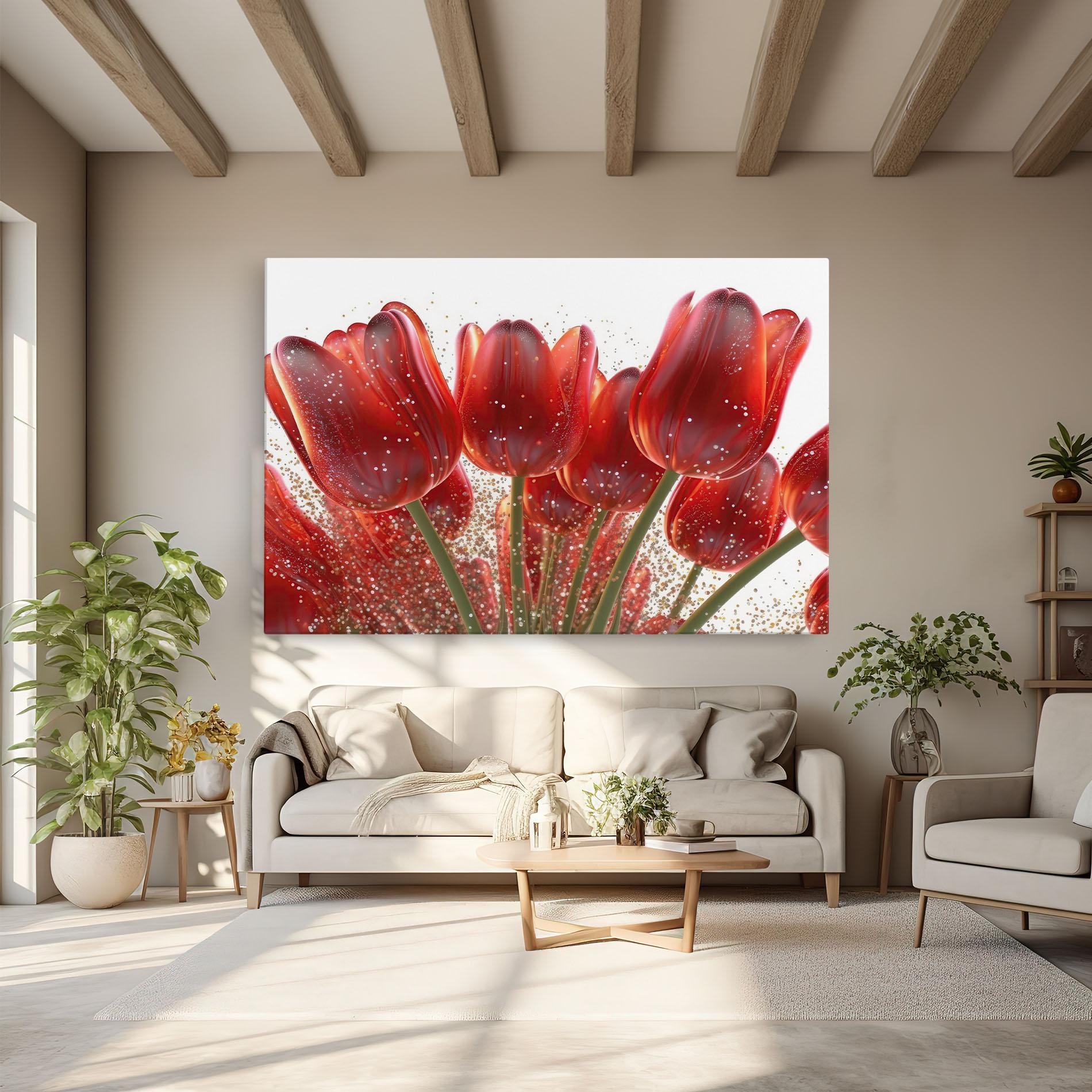 Tablou Canvas Glitter Red Tulips mockup 6