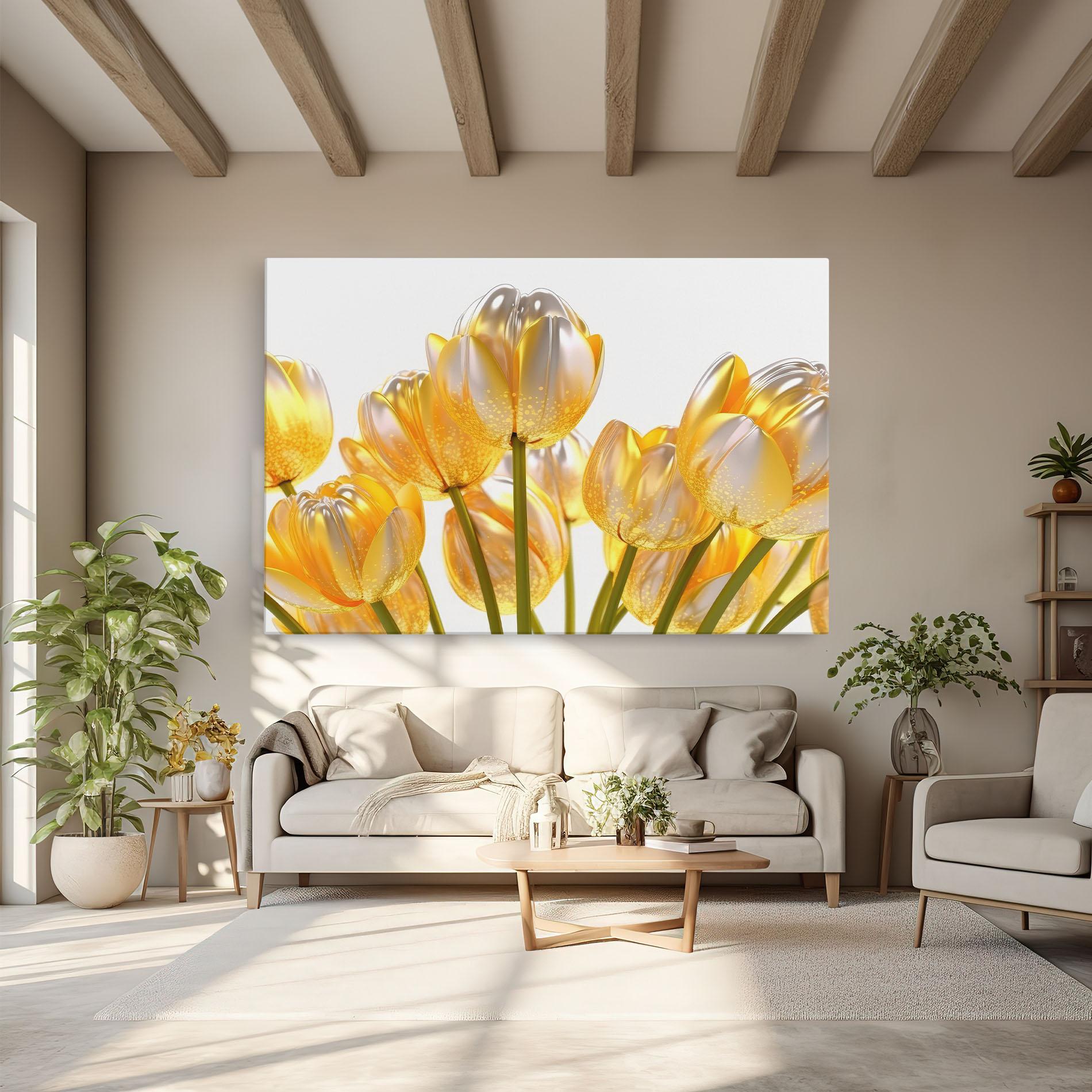 Tablou Canvas Gold White Tulips mockup 6