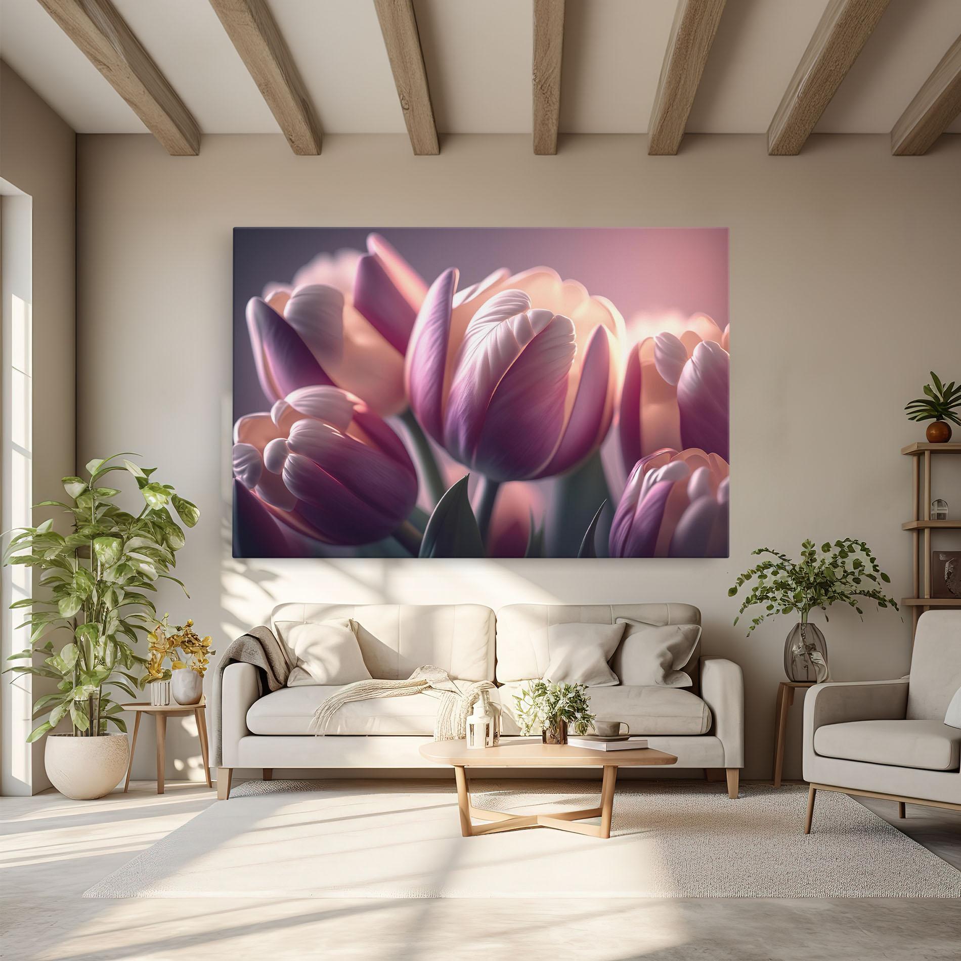 Tablou Canvas Pastel Pink Tulips mockup 6