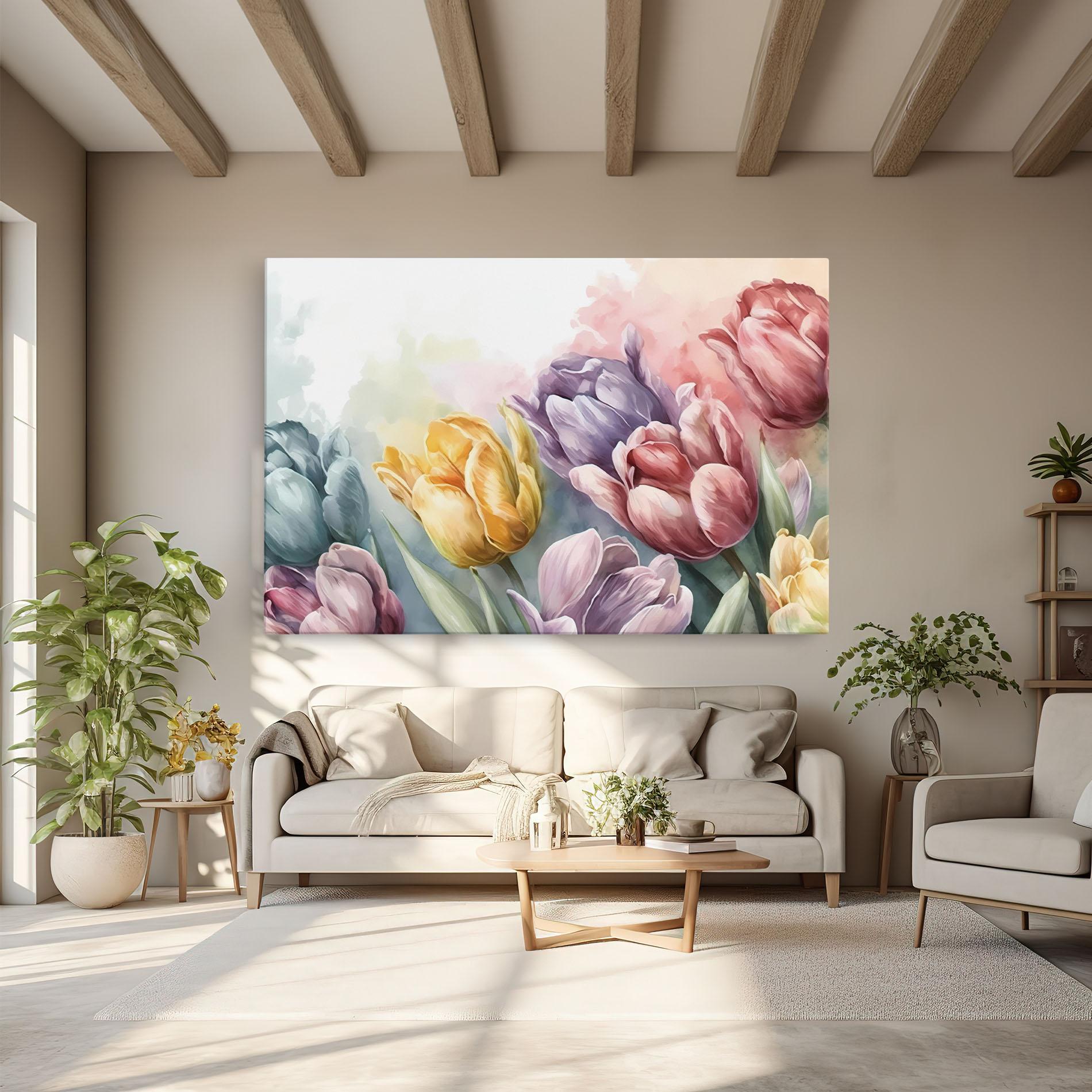 Tablou Canvas Pastel Tulips mockup 6