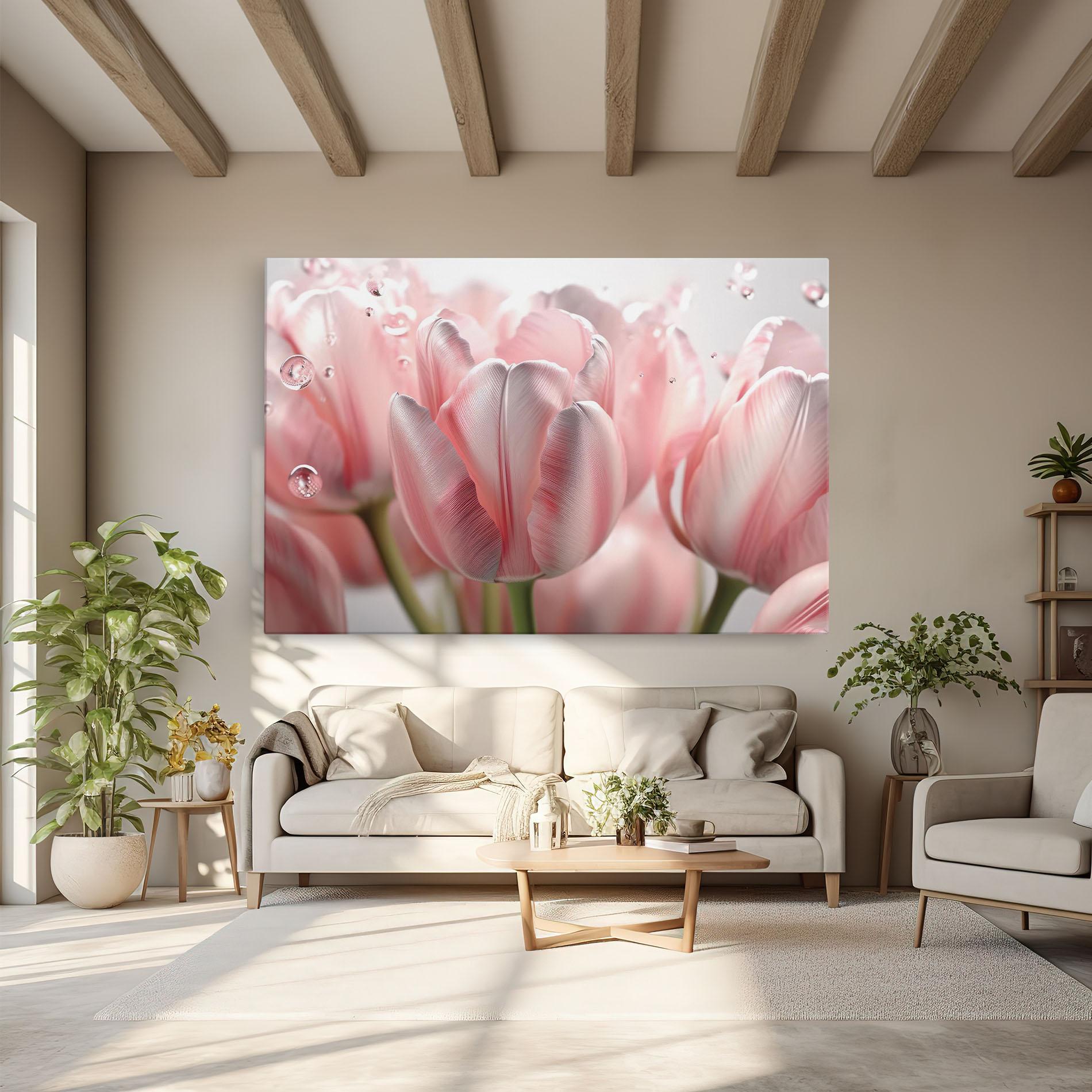Tablou Canvas Pink Pretty Tulips mockup 6