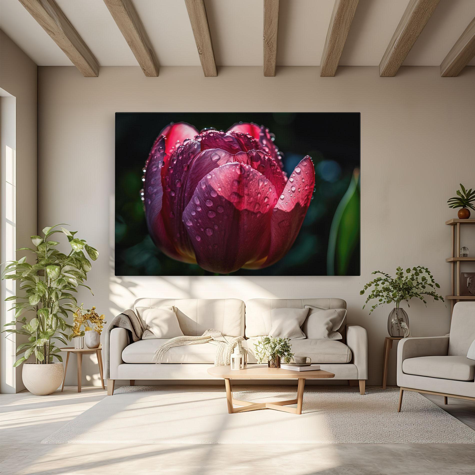 Tablou Canvas Pink Tulip After Rain mockup 6