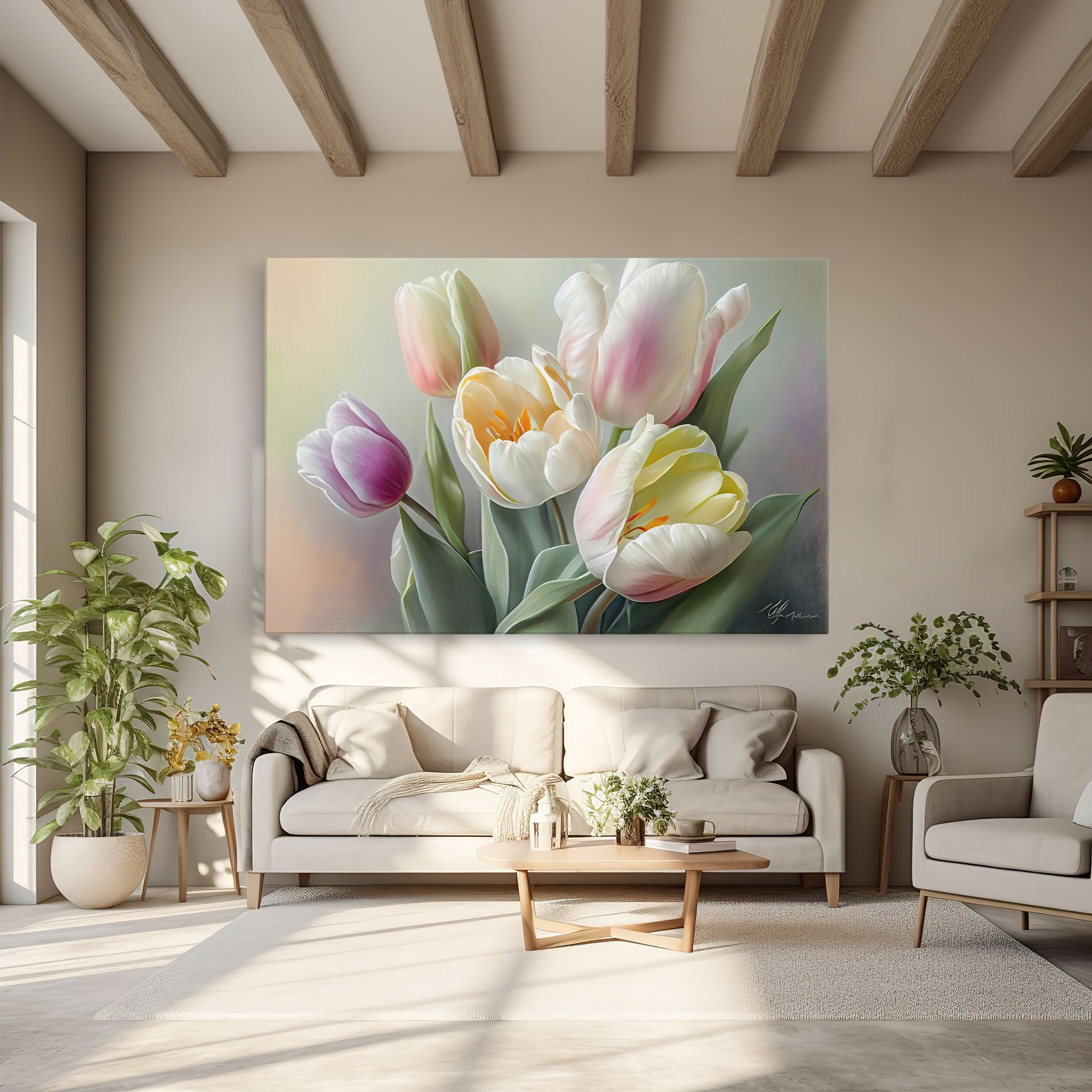 White Tulips Painting mockup 6
