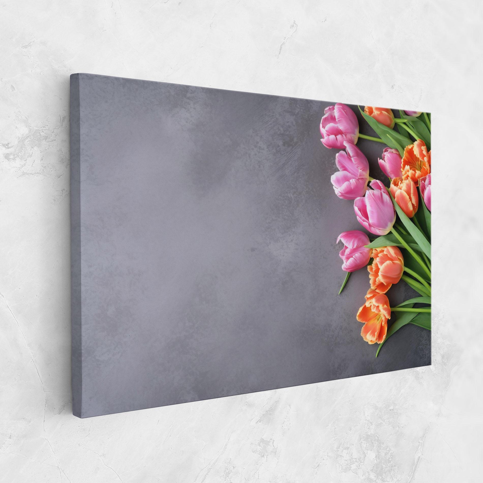 Tablou Canvas Light Orange Pink Tulips mockup 1