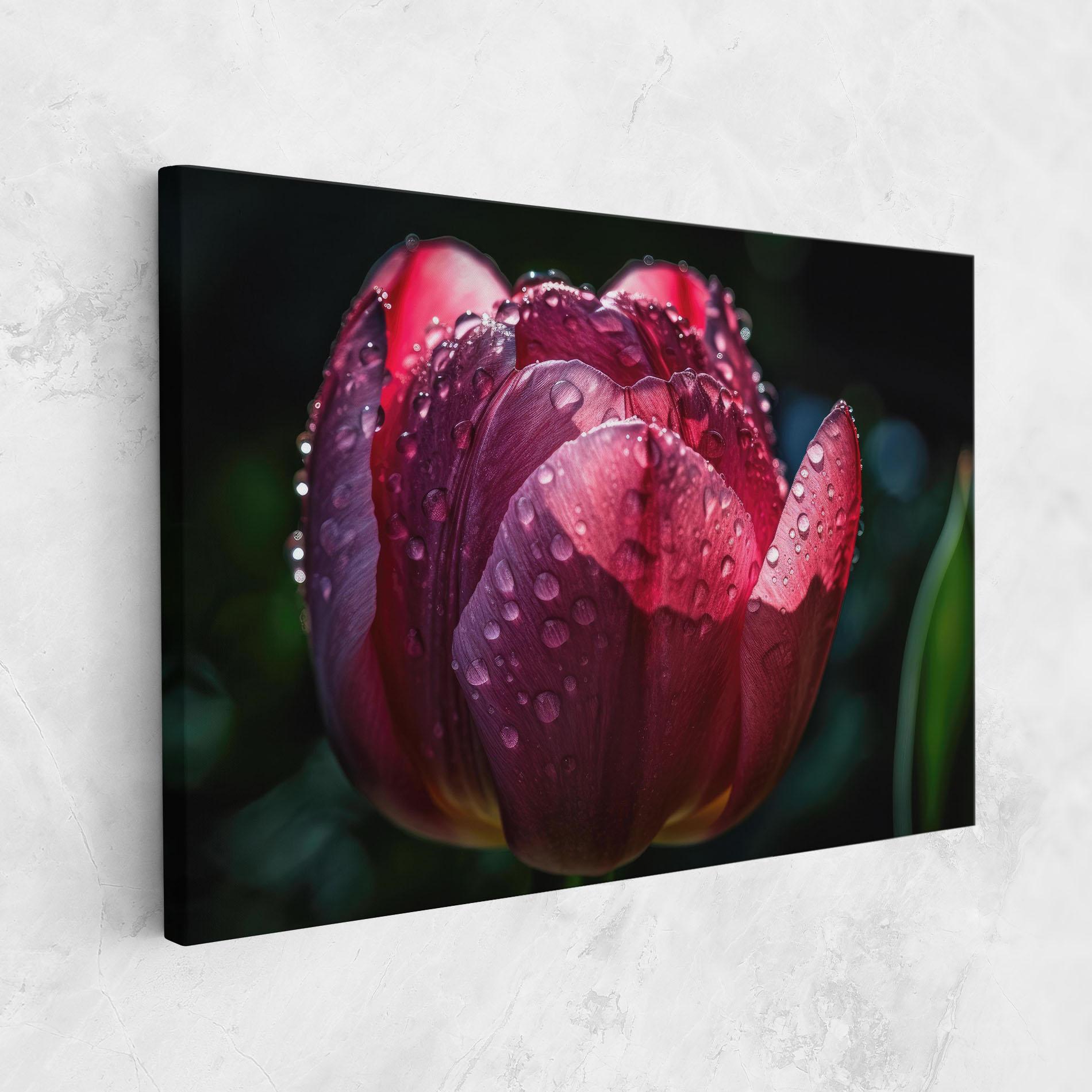 Tablou Canvas Pink Tulip After Rain mockup 1