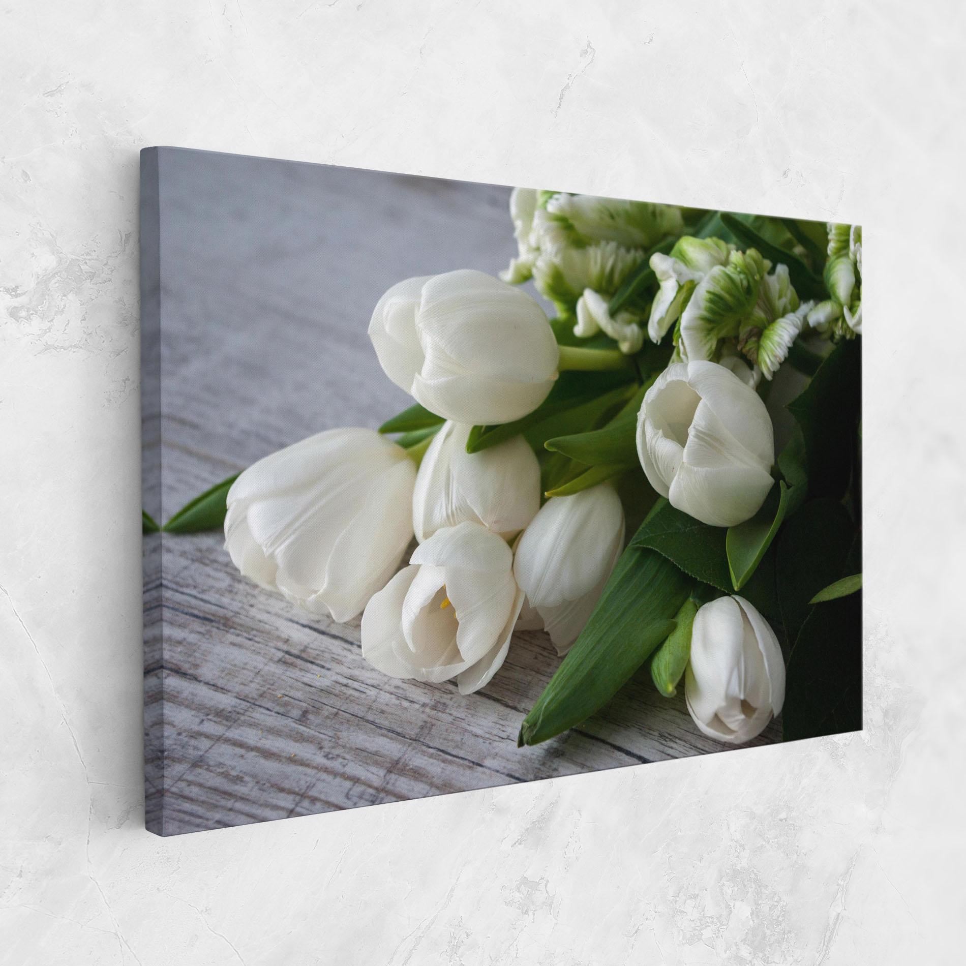 Tablou Canvas White Tulips Bouquet mockup 1