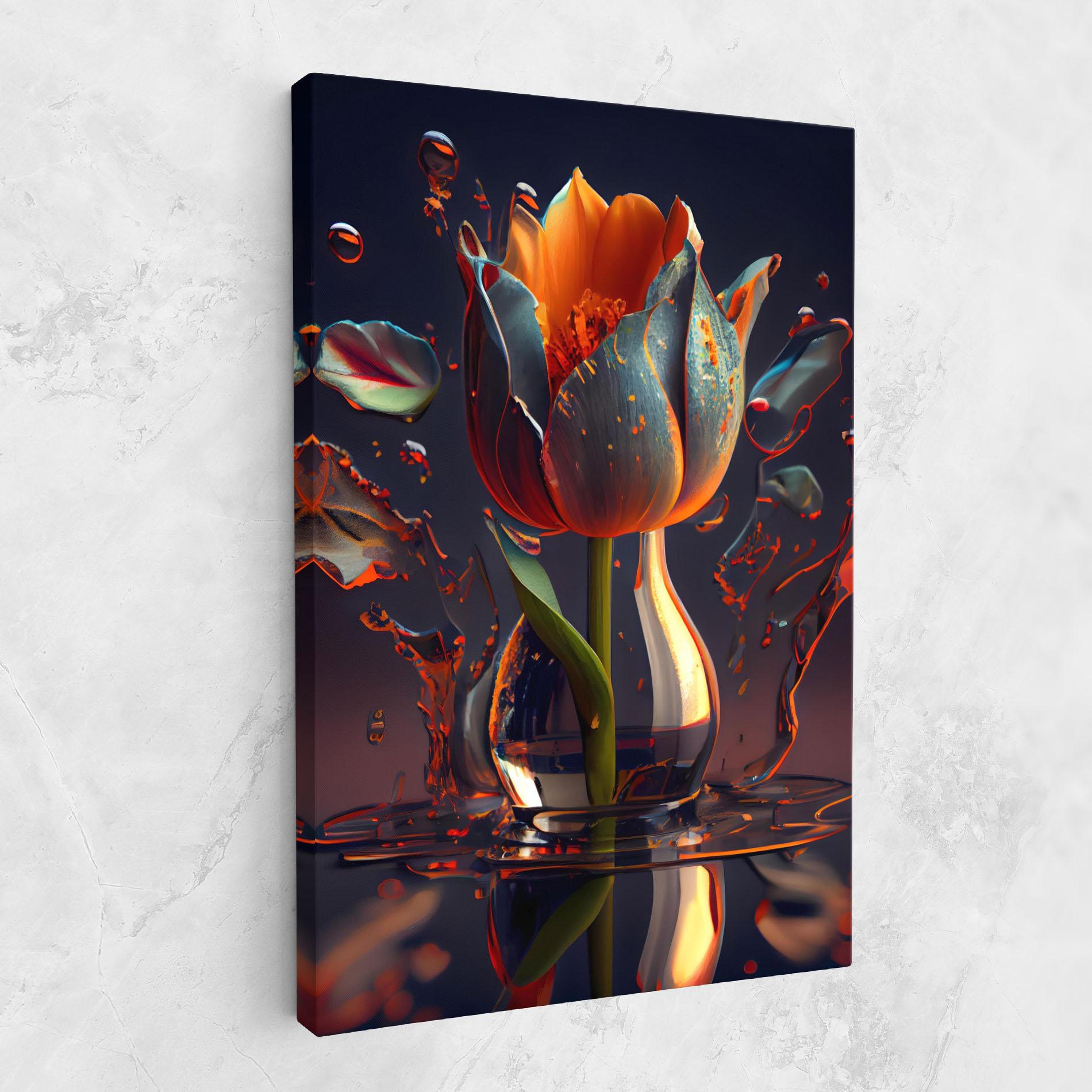 Tablou Canvas Black Tulip In Vase mockup 1