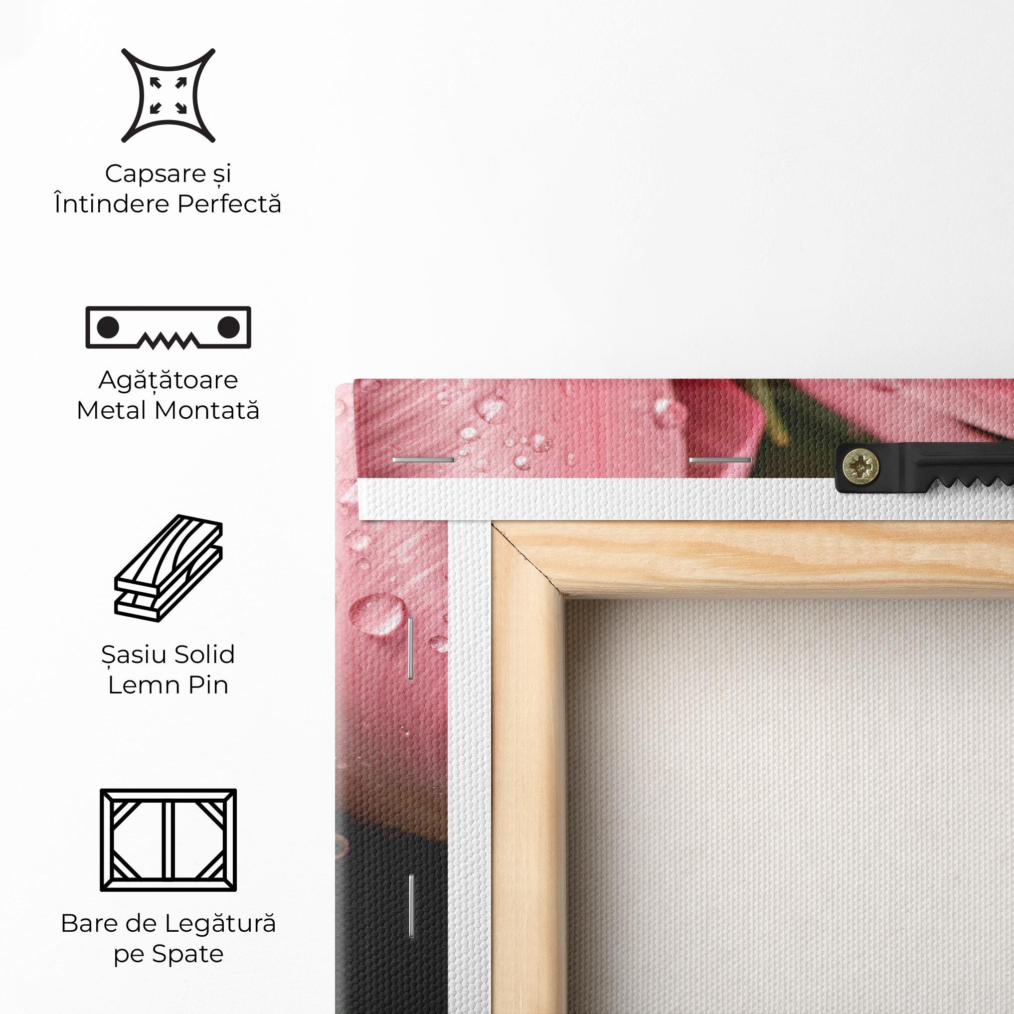 Tablou Canvas Pink Tulip With Drops mockup 5