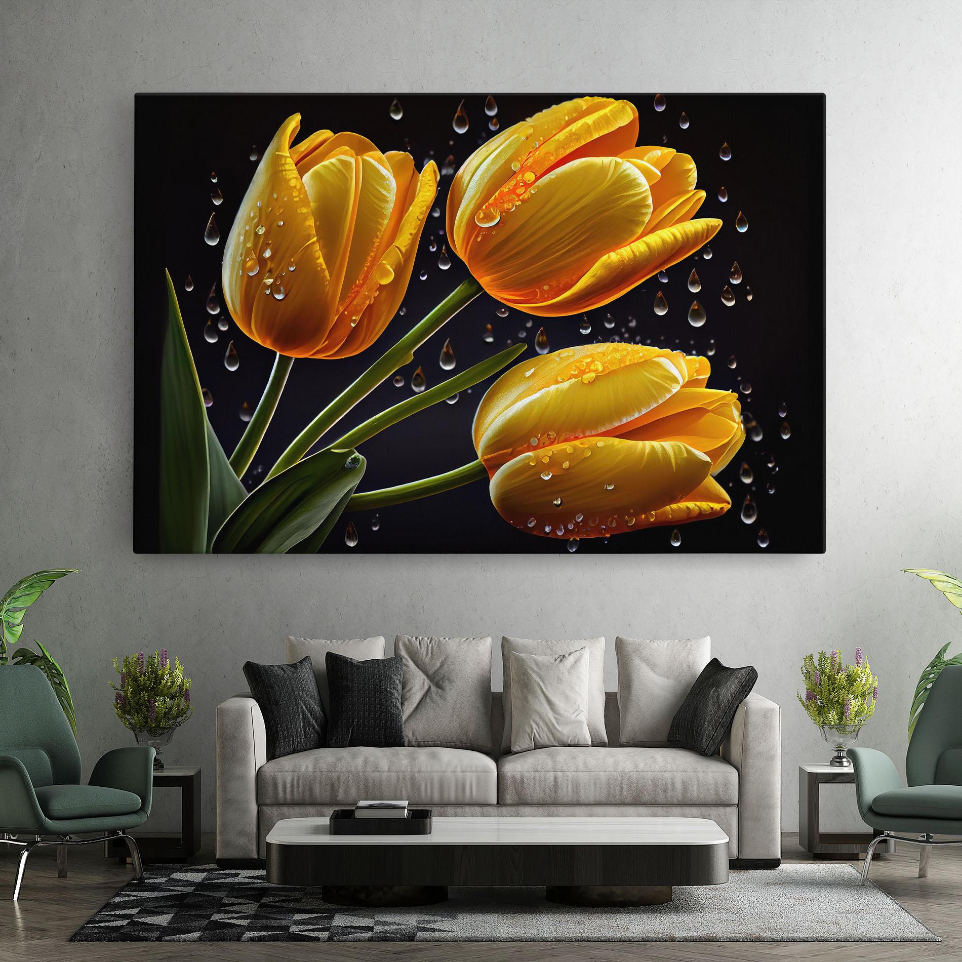 Tablou Canvas 3 Yellow Tulips mockup 7