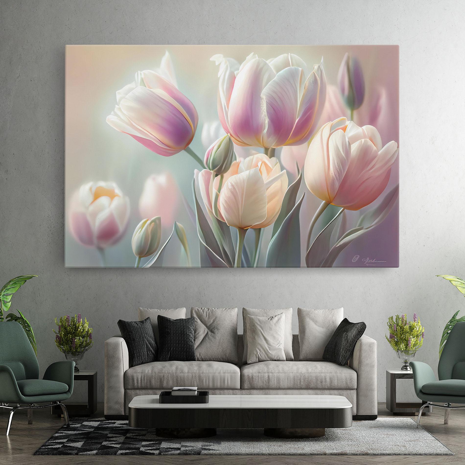 Tablou Canvas Dreamy White Tulips mockup 7