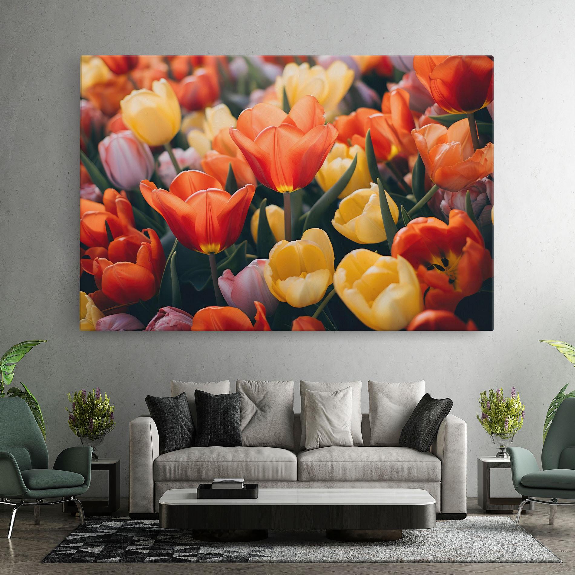 Tablou Canvas Orange Yellow Tulips mockup 7
