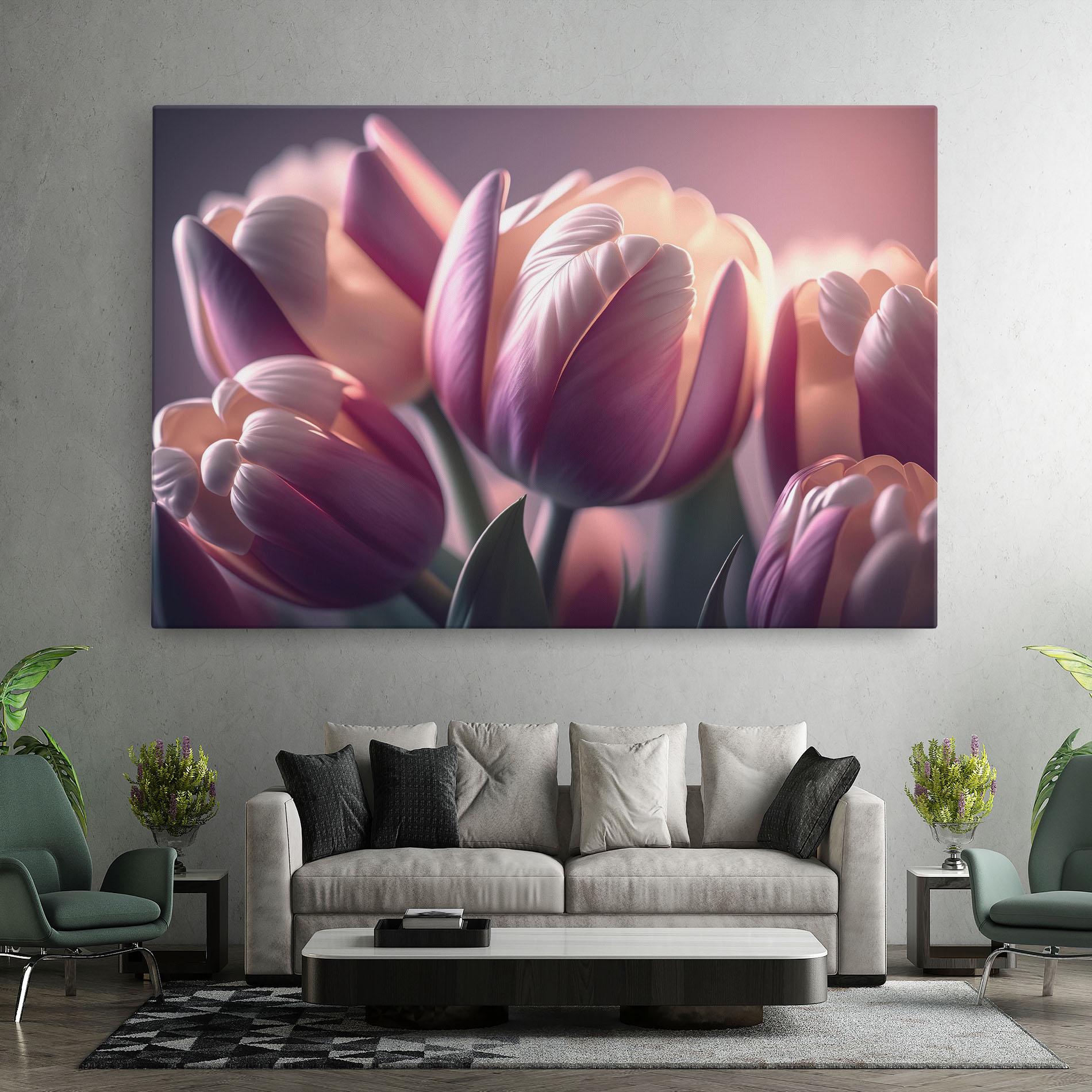 Tablou Canvas Pastel Pink Tulips mockup 7