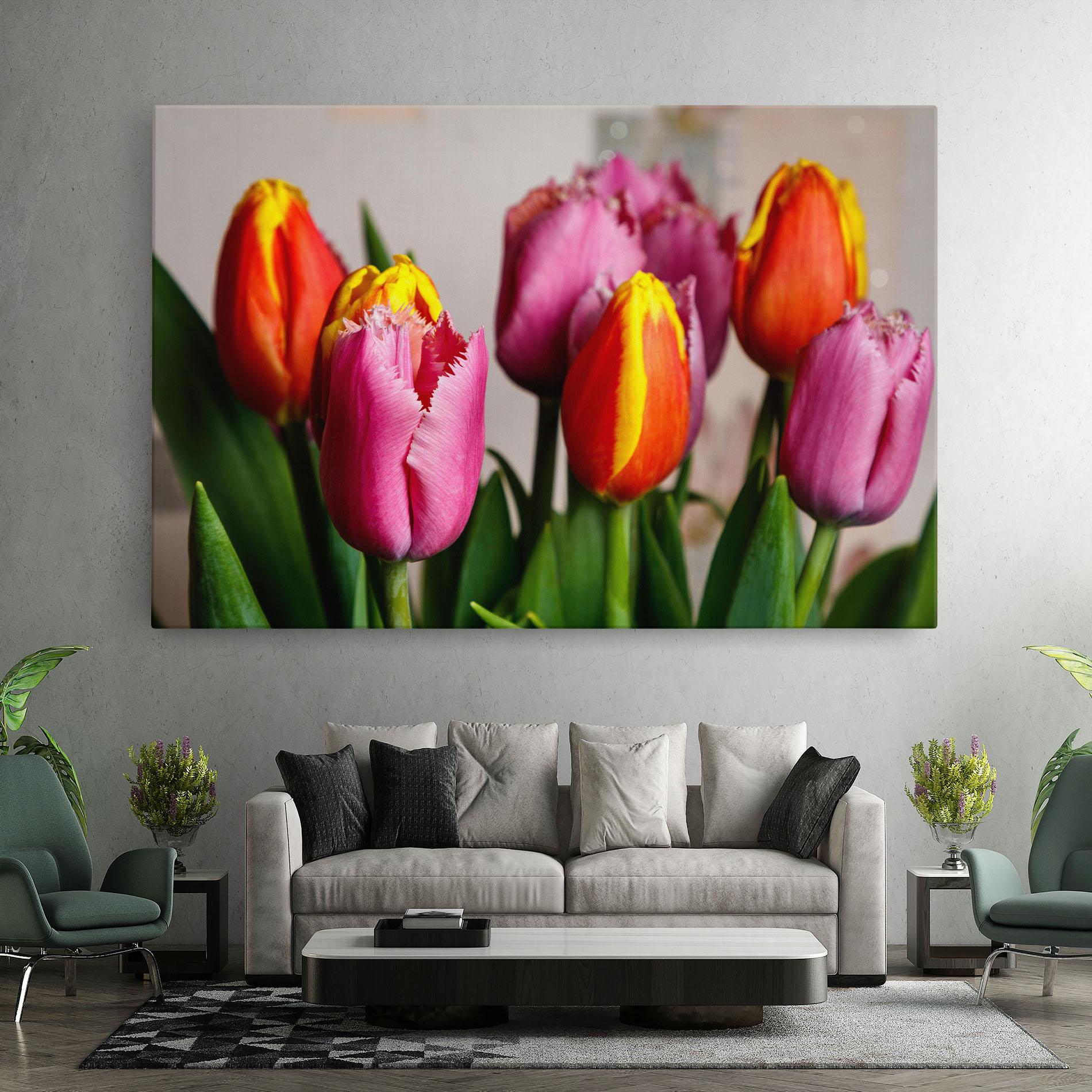 Tablou Canvas Pink Orange Tulips mockup 7