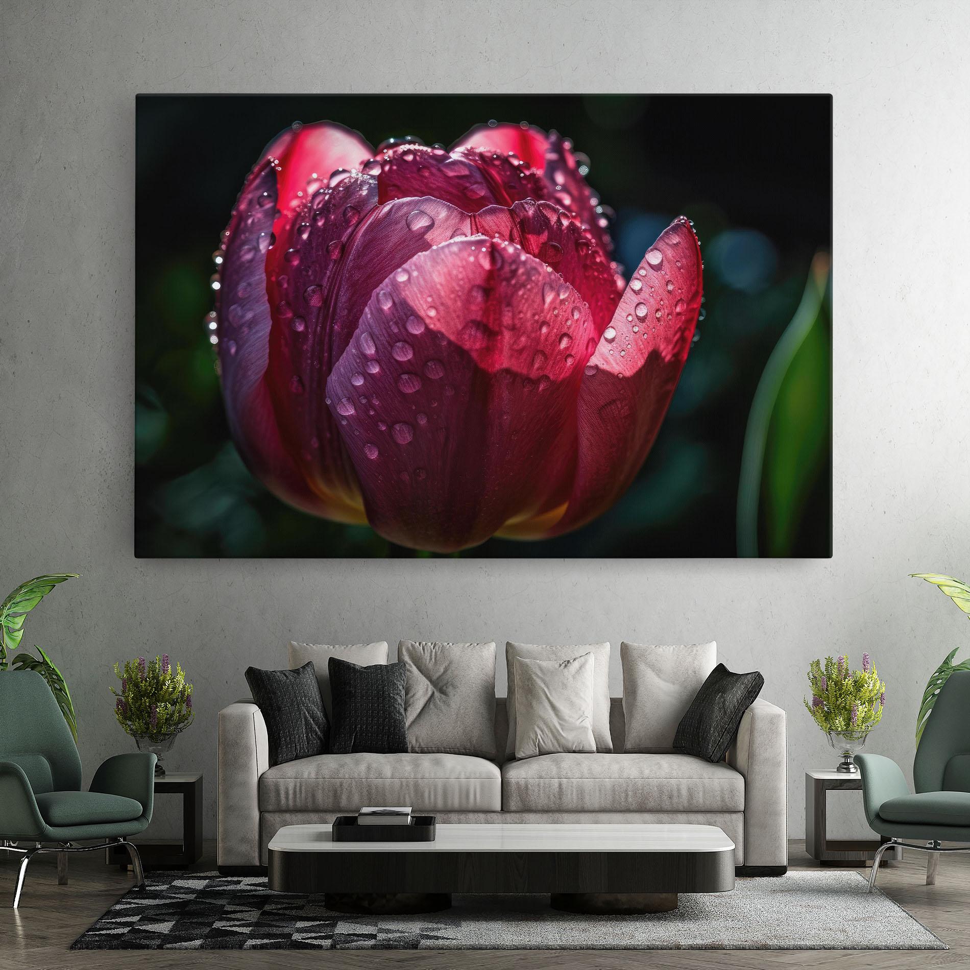 Tablou Canvas Pink Tulip After Rain mockup 7