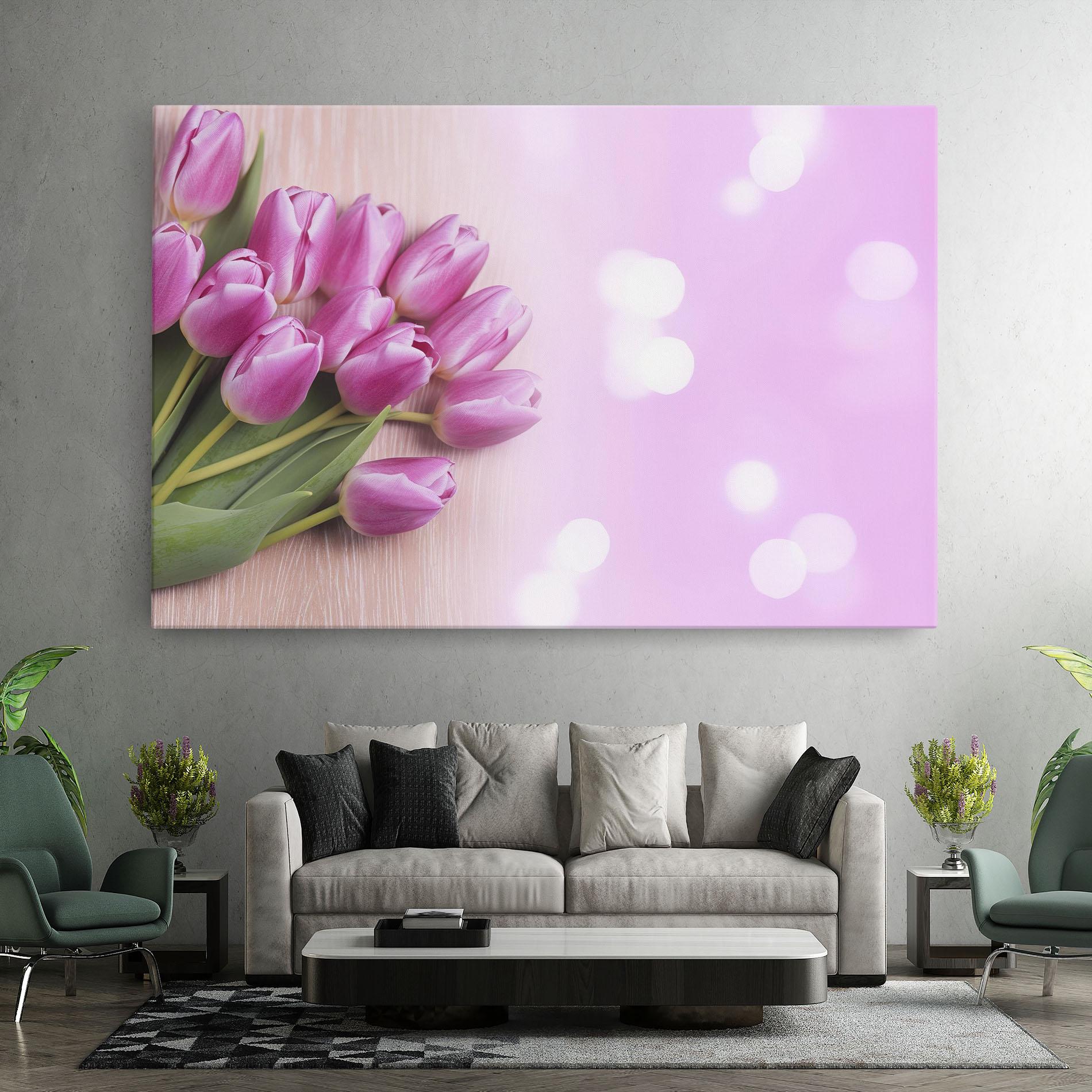 Tablou Canvas Pink Tulip Flowers mockup 7