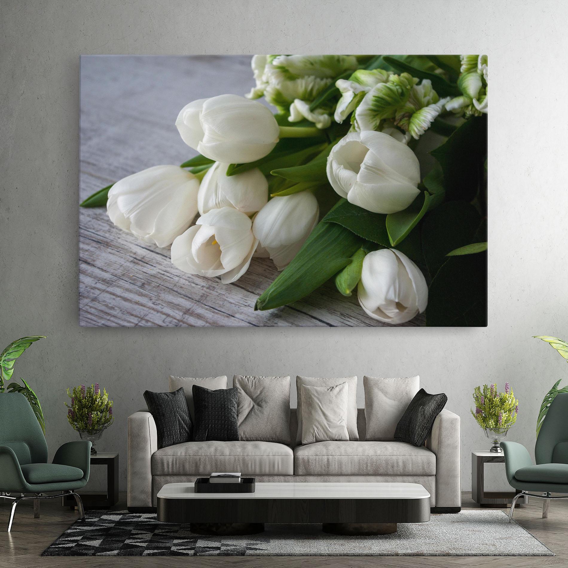 Tablou Canvas White Tulips Bouquet mockup 7
