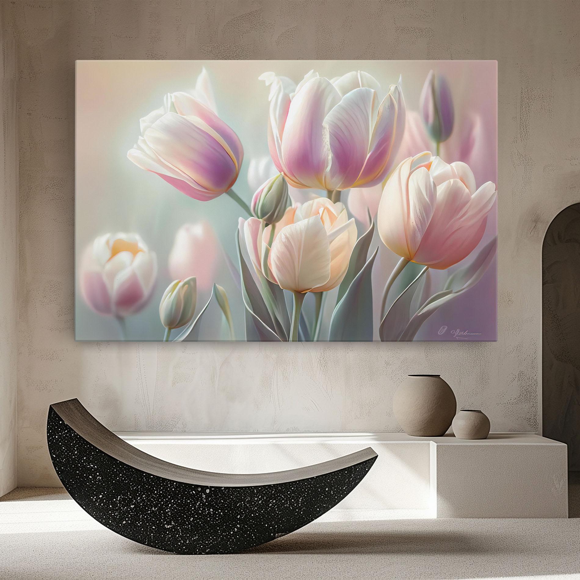 Tablou Canvas Dreamy White Tulips mockup 8