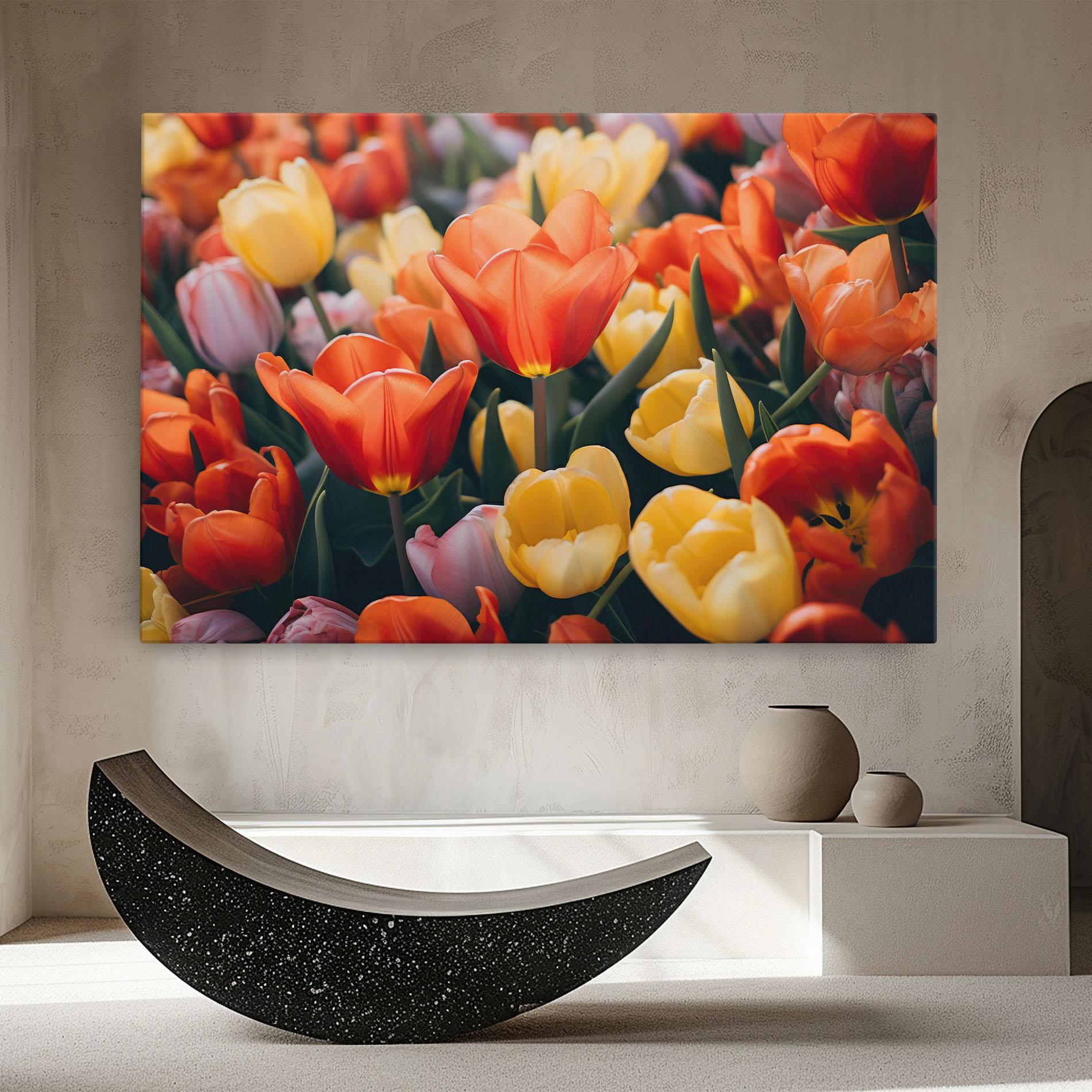 Tablou Canvas Orange Yellow Tulips mockup 8