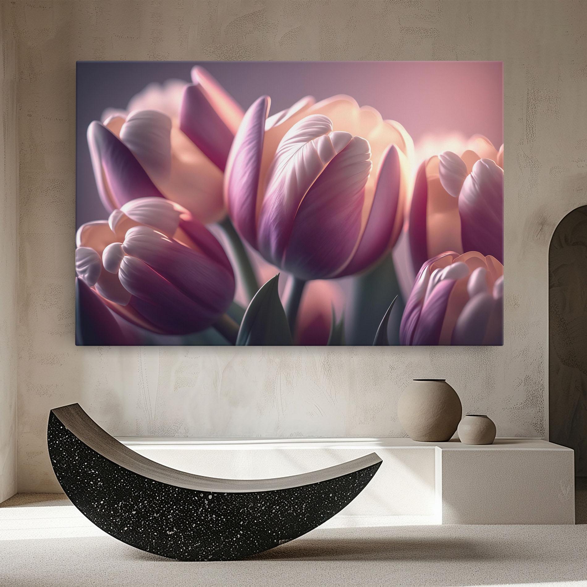 Tablou Canvas Pastel Pink Tulips mockup 8