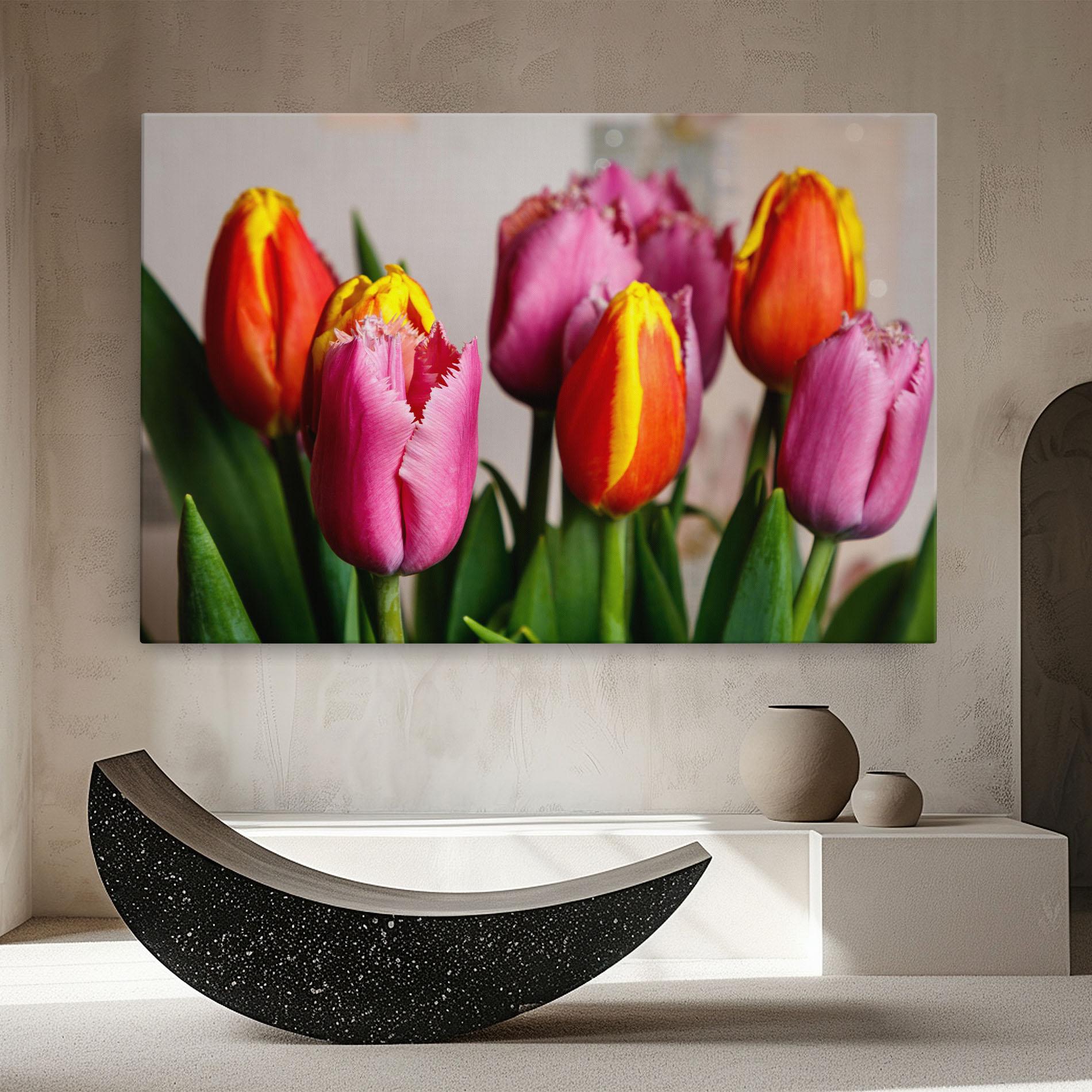 Tablou Canvas Pink Orange Tulips mockup 8