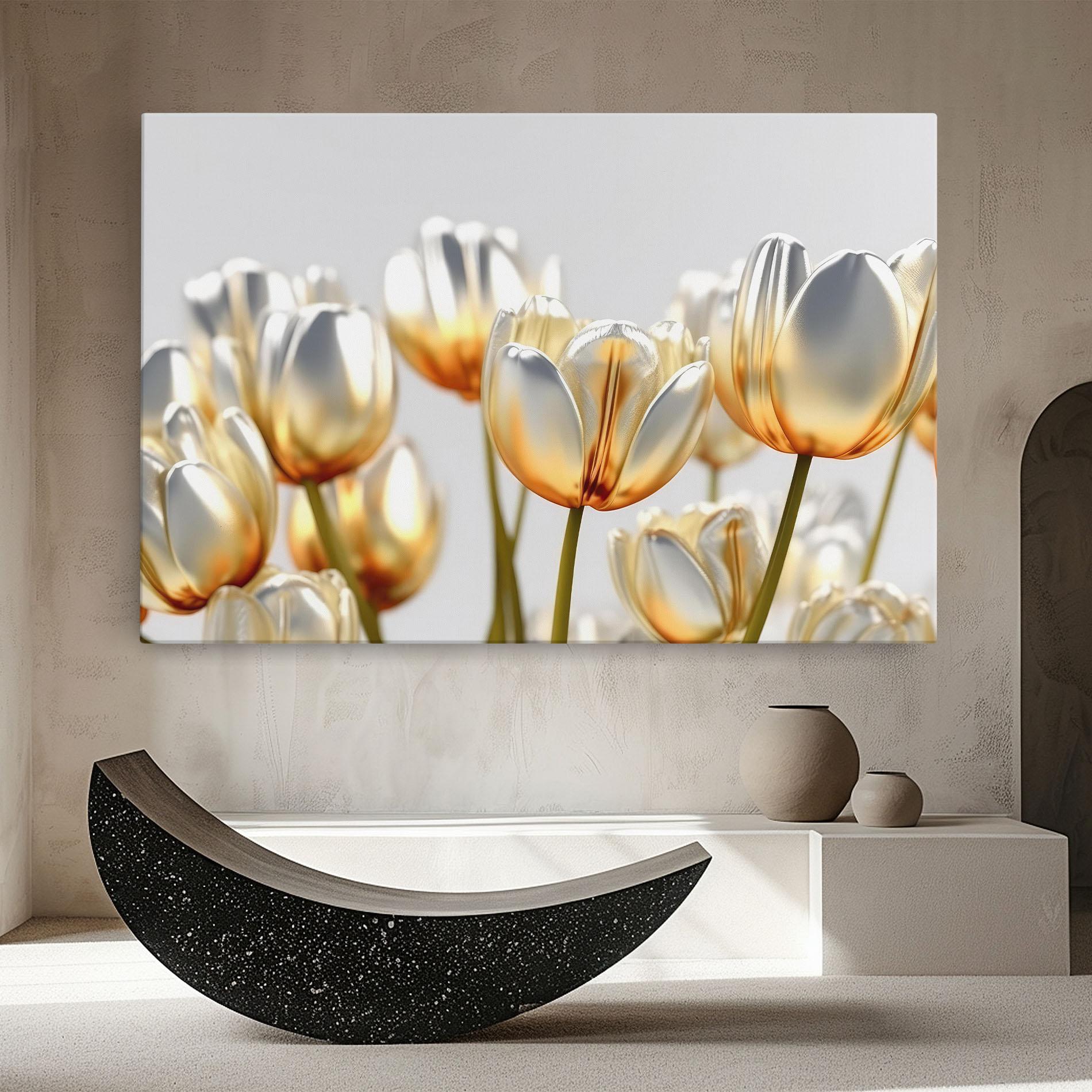 Tablou Canvas White Golden Tulips mockup 8
