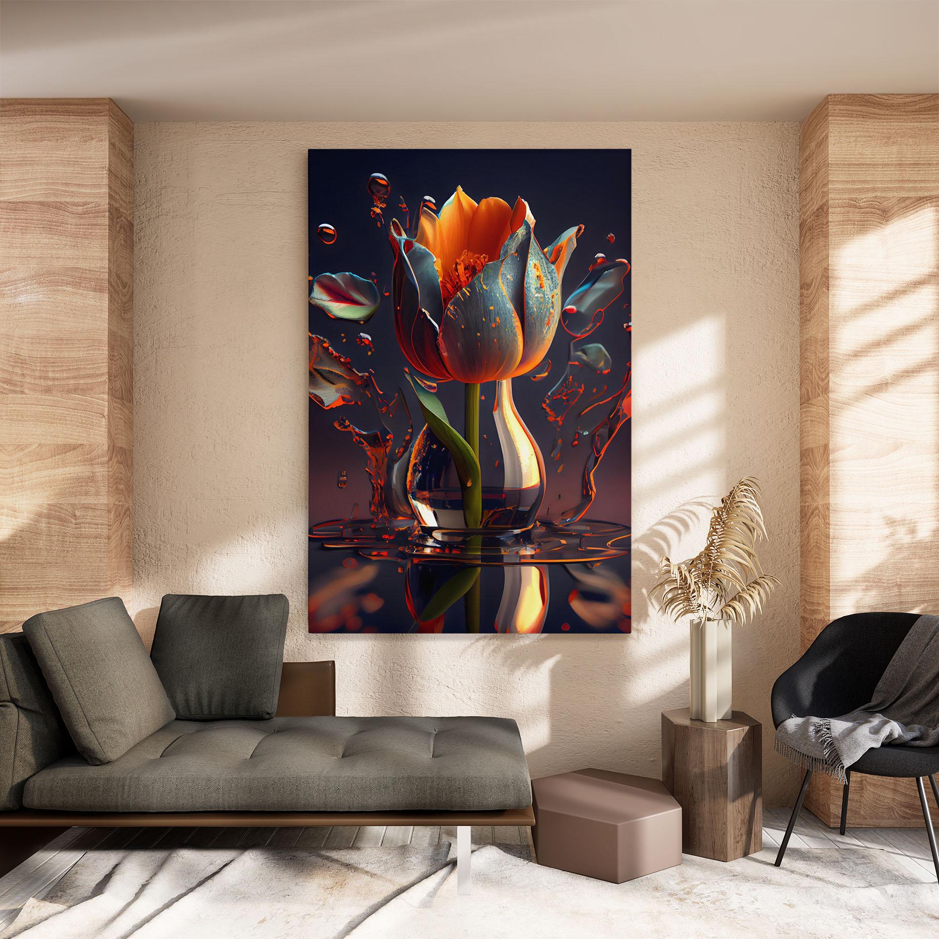 Tablou Canvas Black Tulip In Vase mockup 8