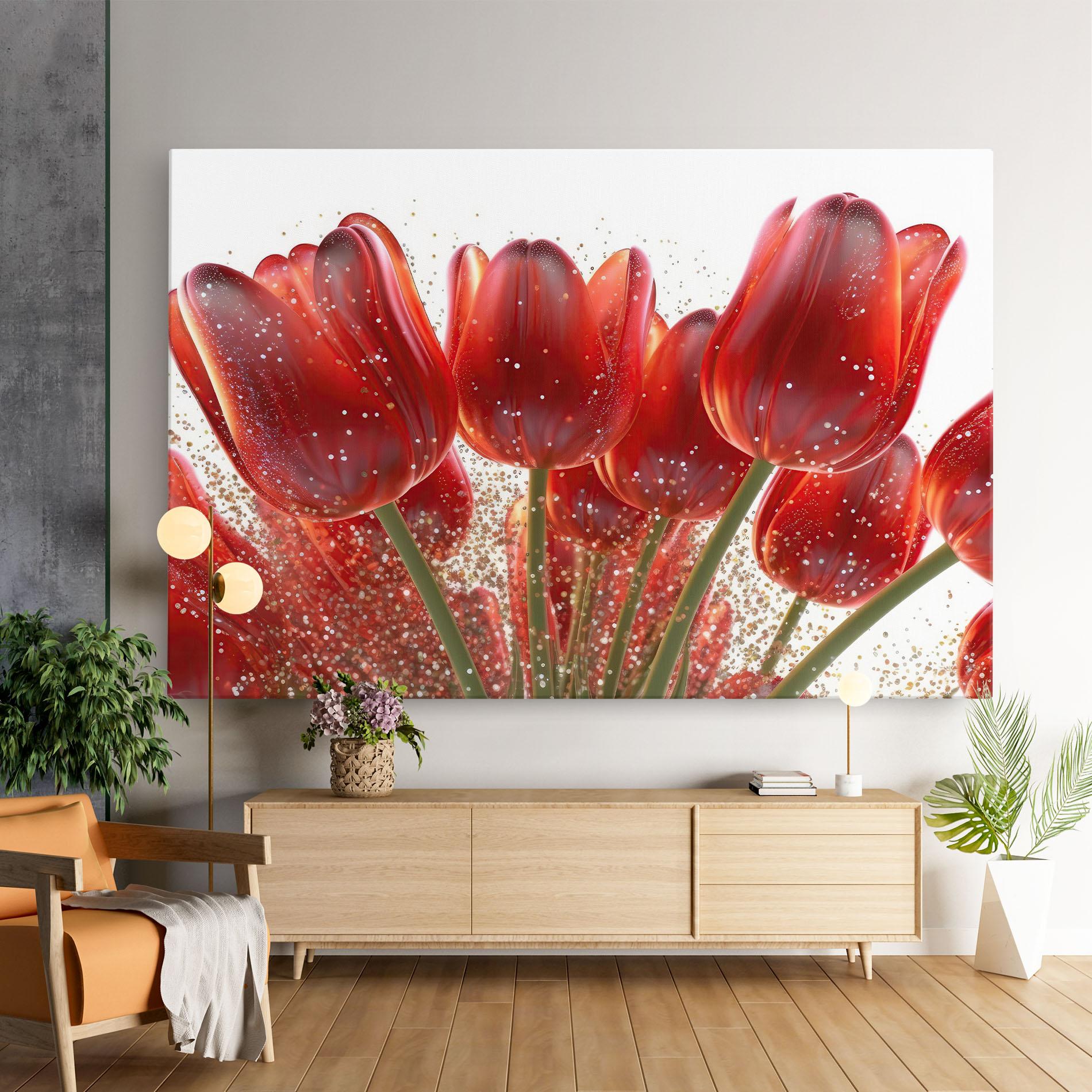Tablou Canvas Glitter Red Tulips mockup 9
