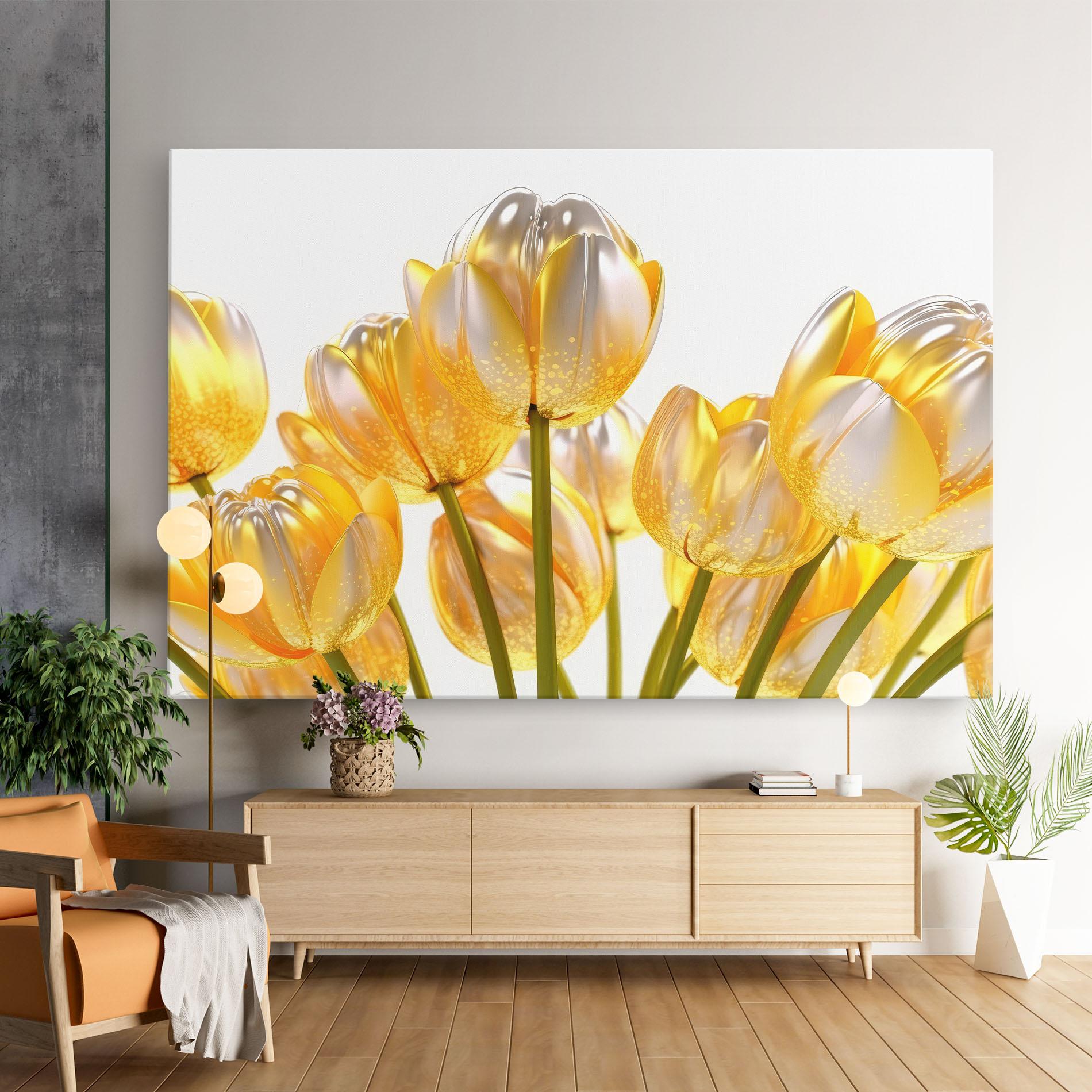 Tablou Canvas Gold White Tulips mockup 9
