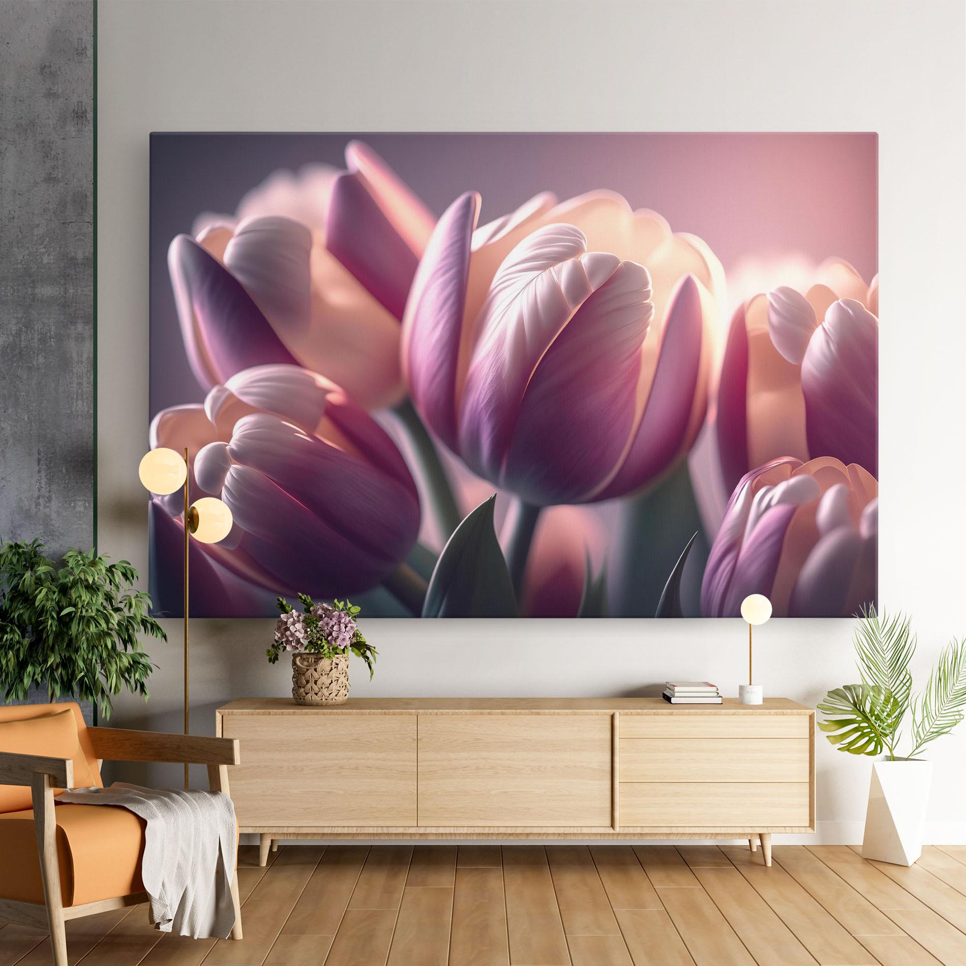 Tablou Canvas Pastel Pink Tulips mockup 9
