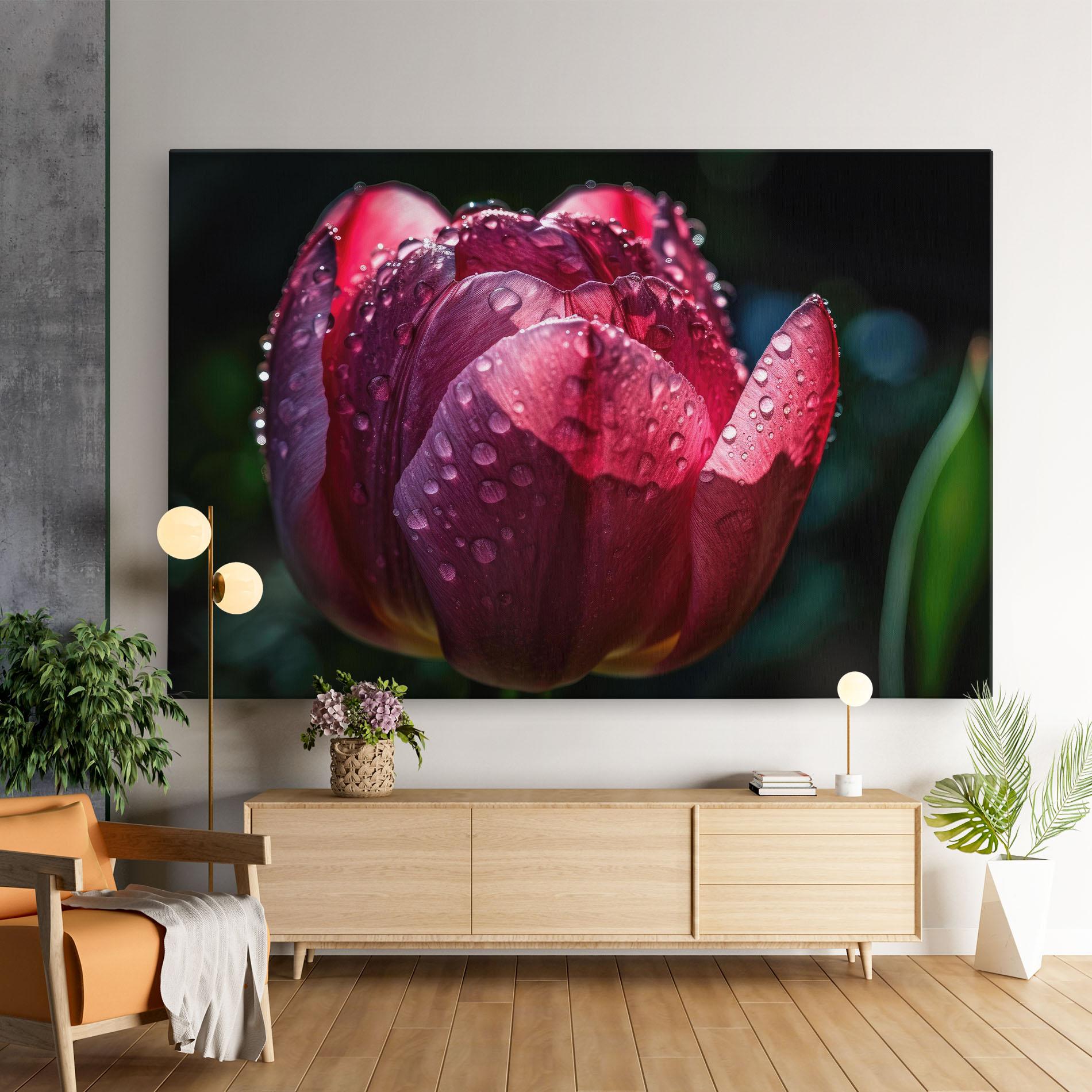 Tablou Canvas Pink Tulip After Rain mockup 9