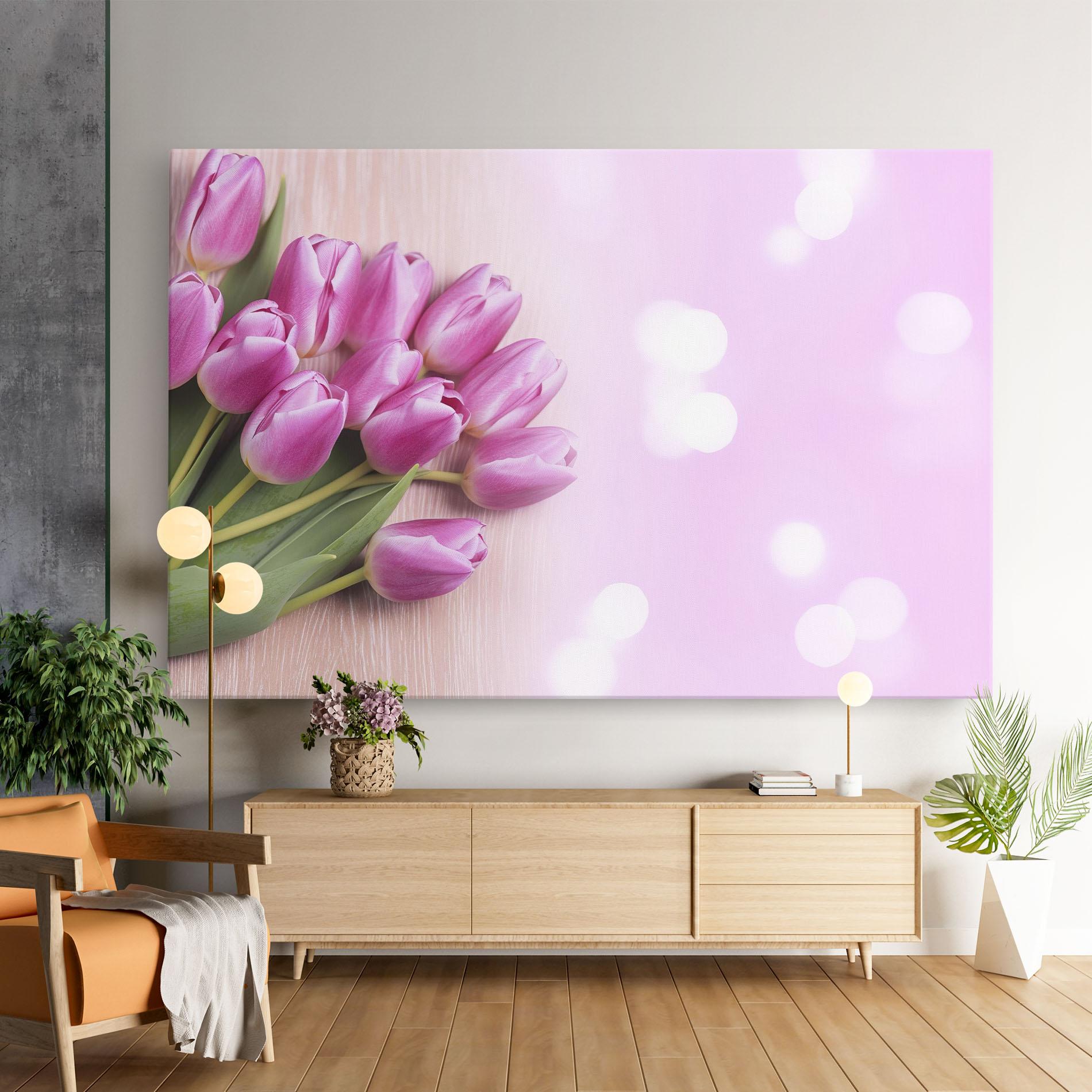 Tablou Canvas Pink Tulip Flowers mockup 9