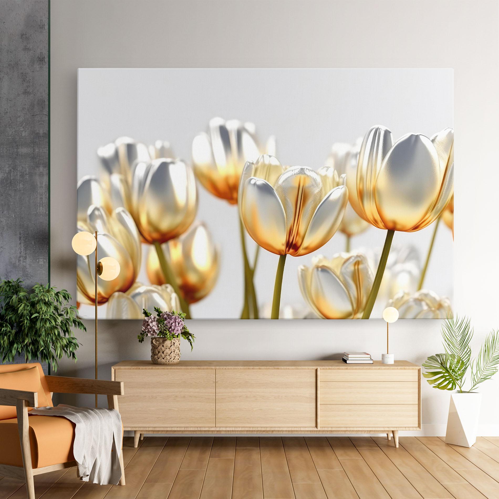 Tablou Canvas White Golden Tulips mockup 9