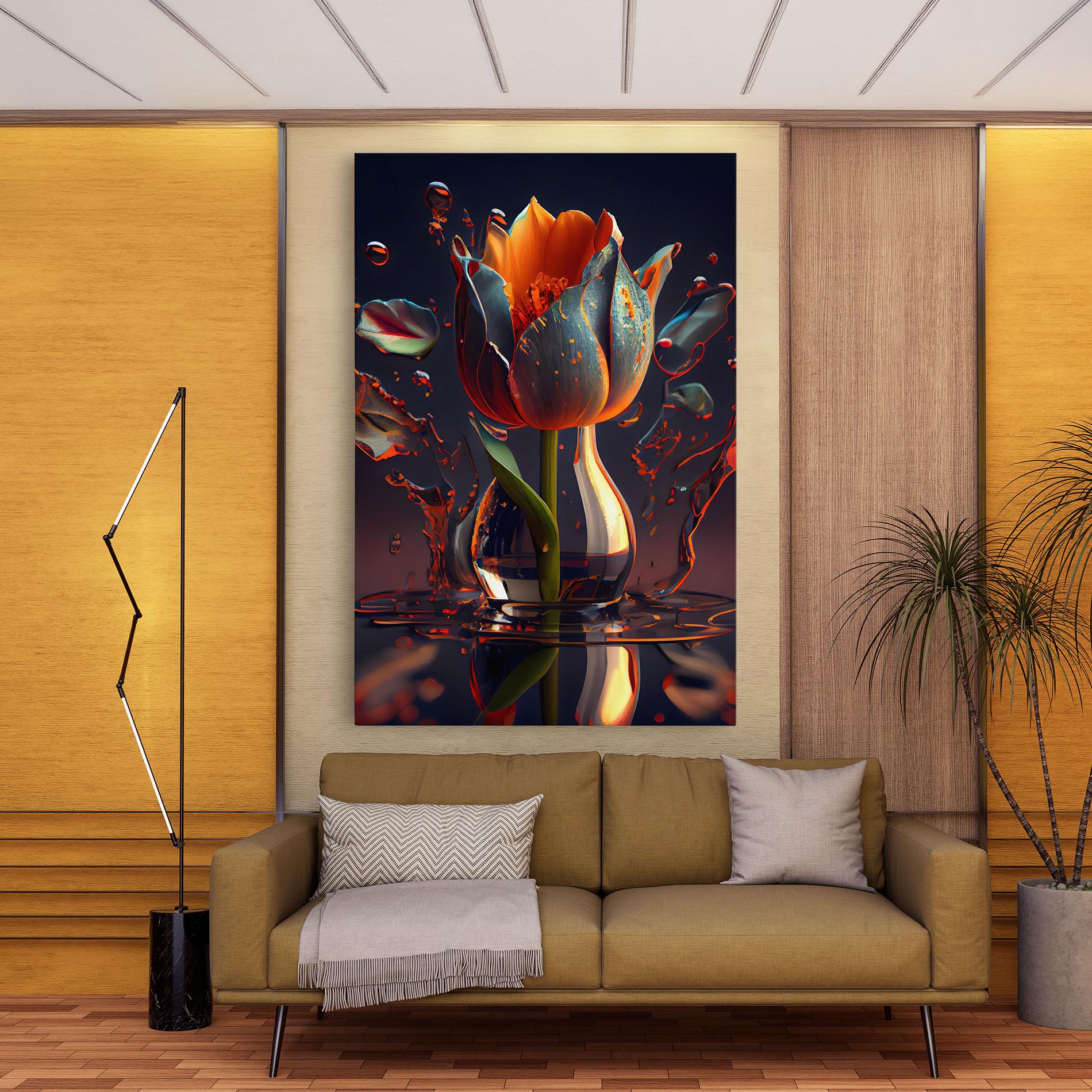 Tablou Canvas Black Tulip In Vase mockup 9