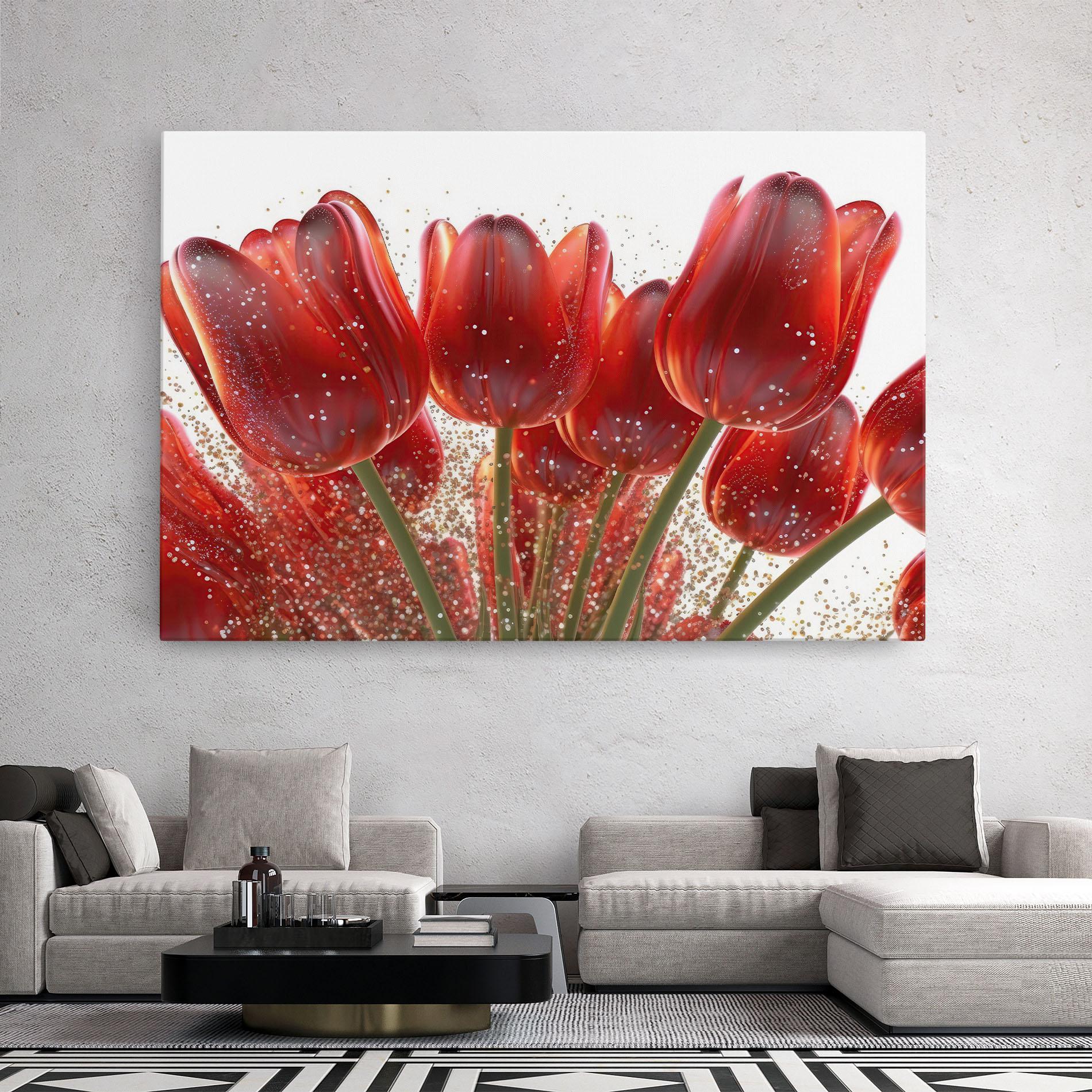 Tablou Canvas Glitter Red Tulips mockup 2