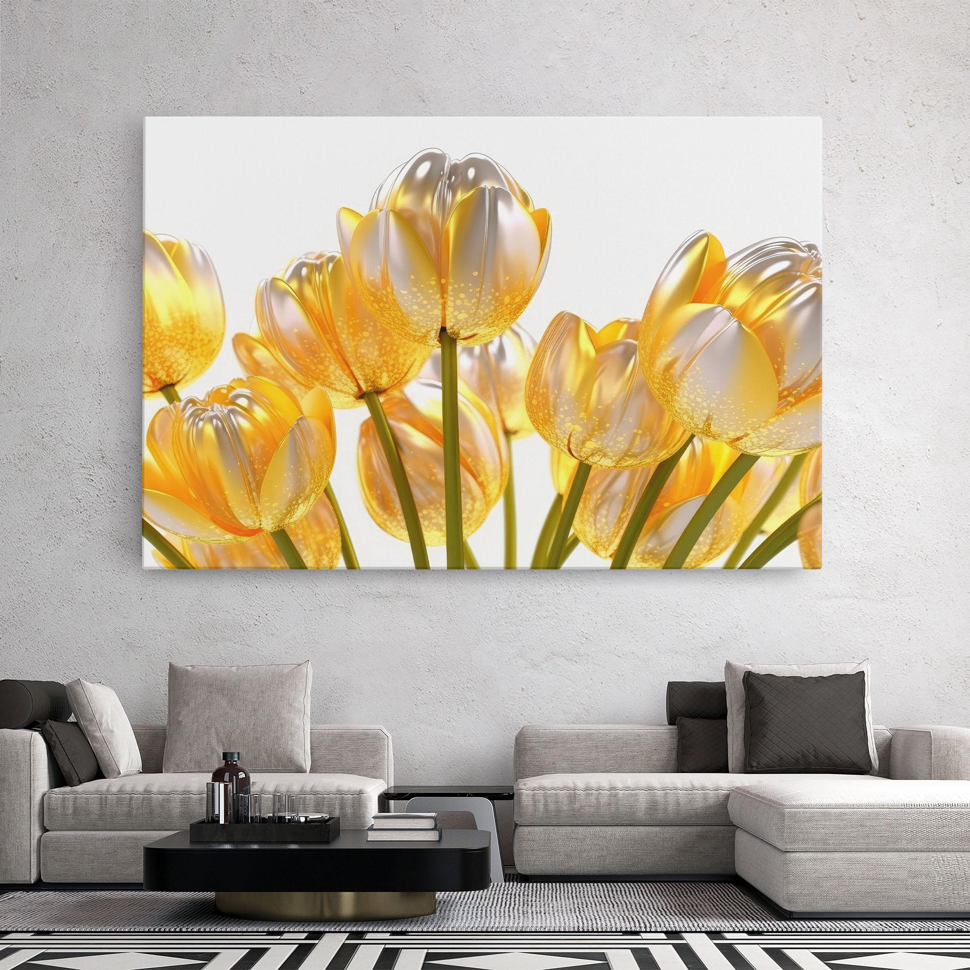 Tablou Canvas Gold White Tulips mockup 2
