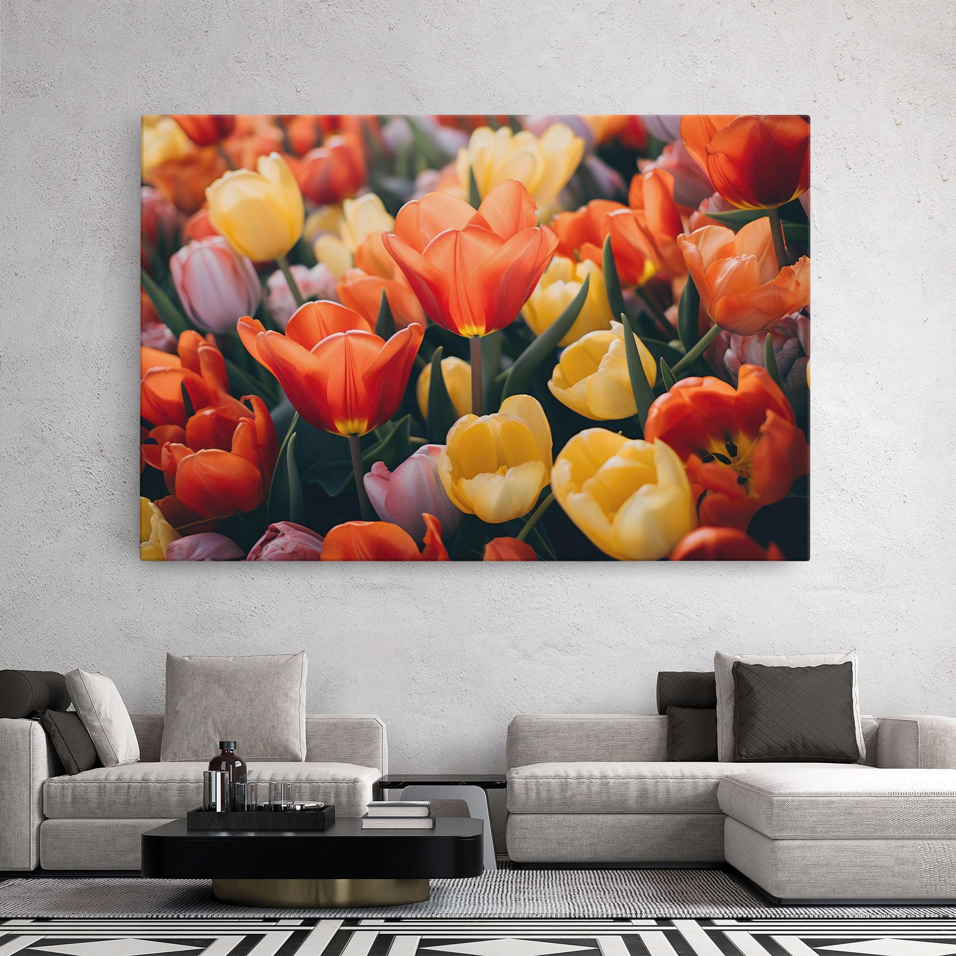 Tablou Canvas Orange Yellow Tulips mockup 2